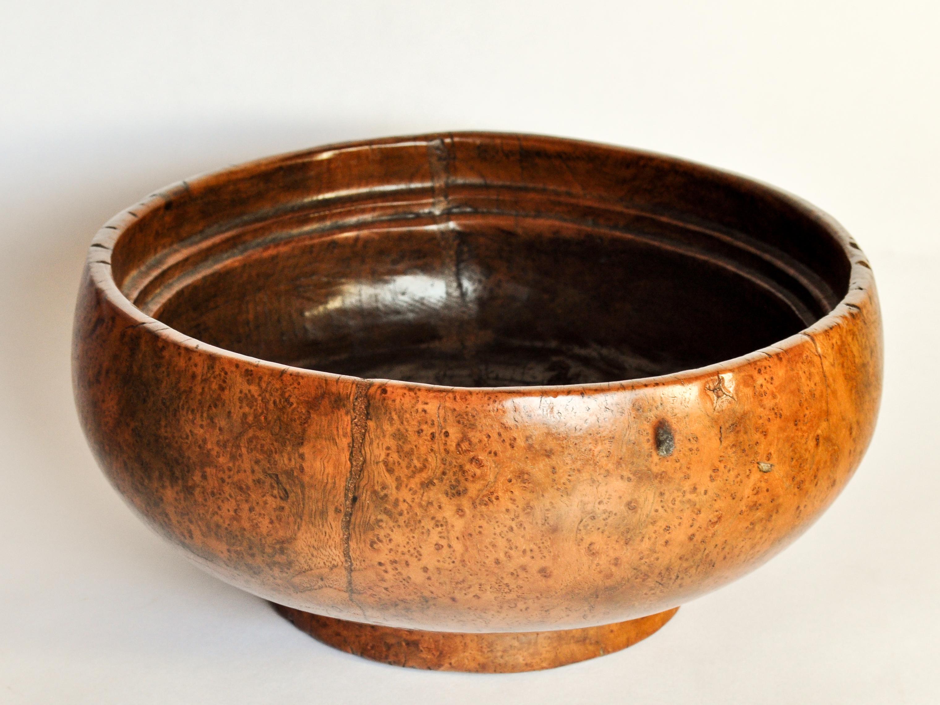 Javanese Vintage Teak Burl Wood Bowl, Java, Mid-20th Century