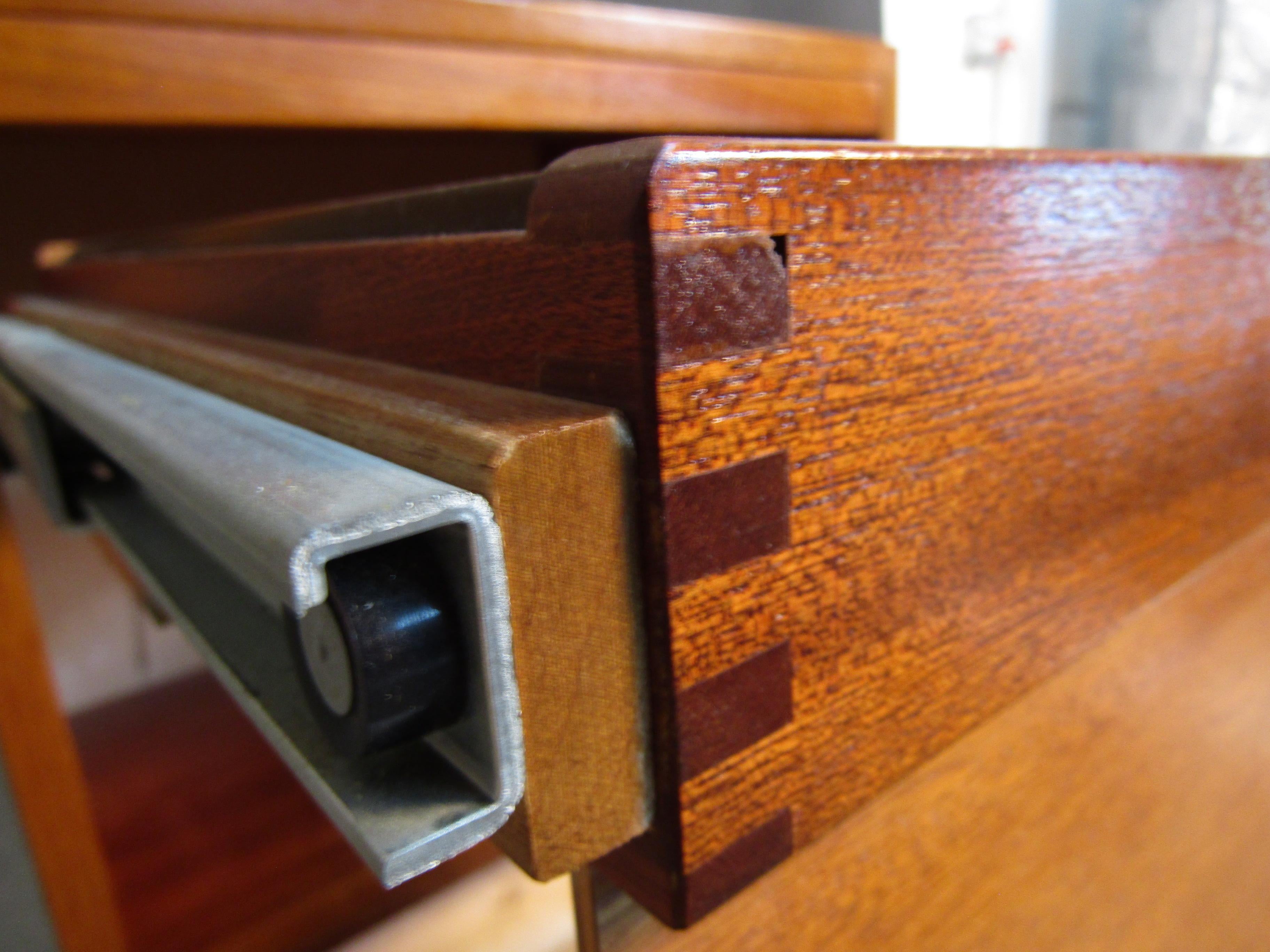 Vintage Teak Campaign Filing Cabinet 8