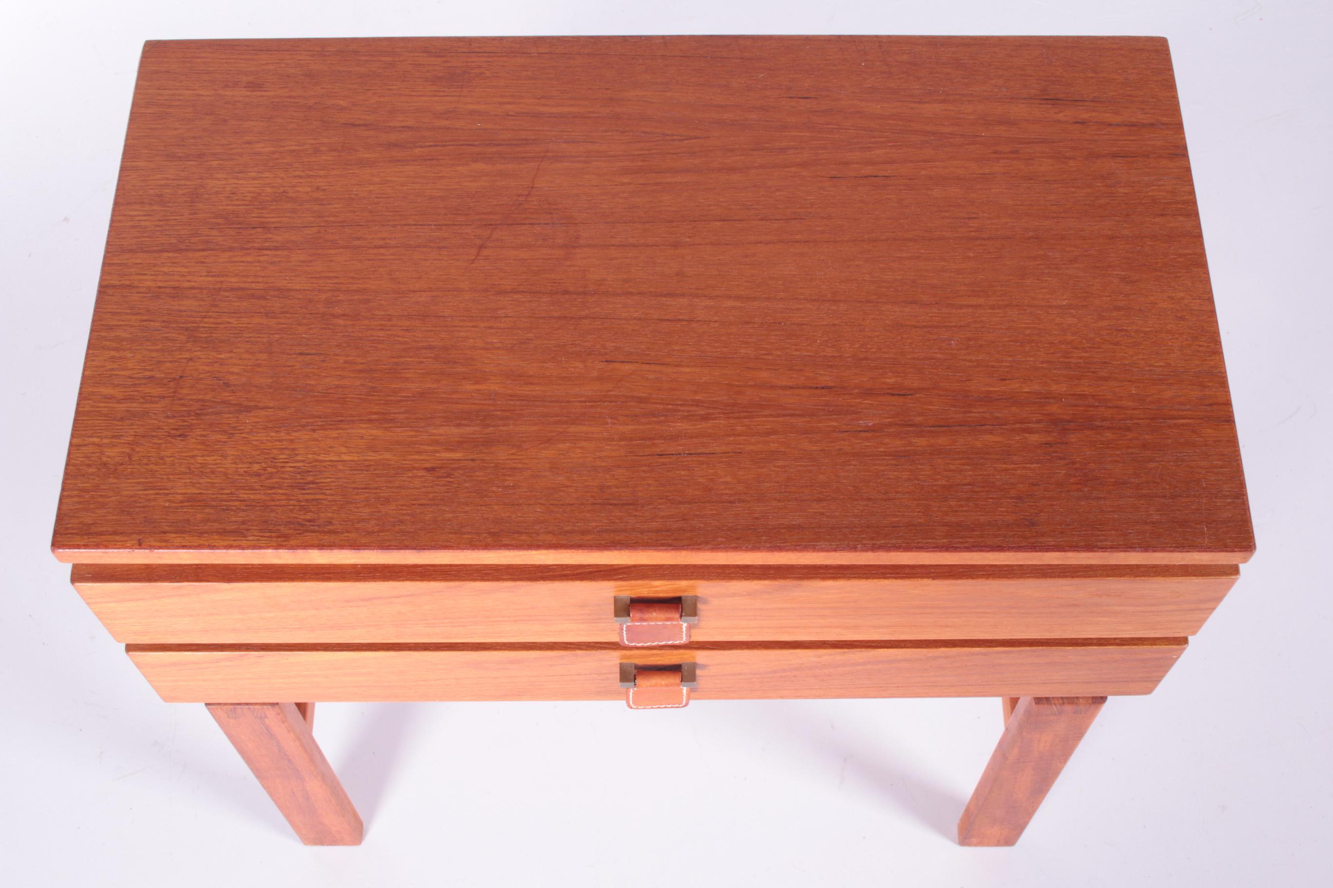 Vintage Teak Chest of Drawers with Leather Handles by Fröseke Nybrofabrik, 1970s For Sale 4