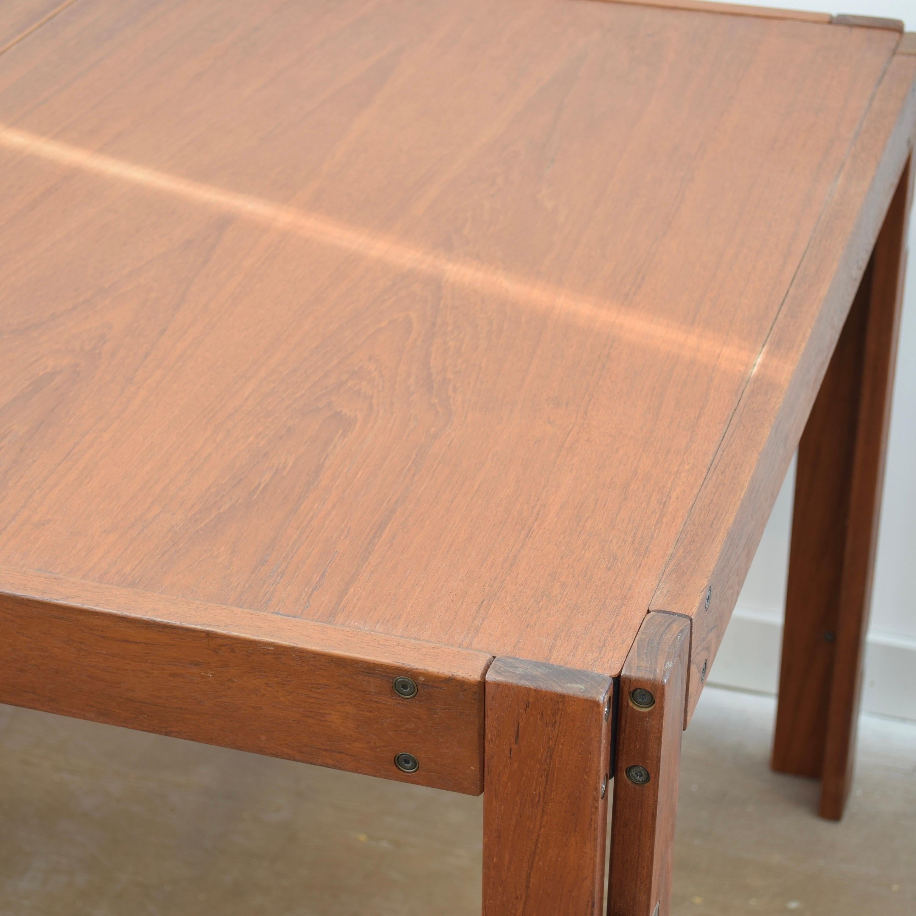 Late 20th Century Vintage Teak & Chrome Dining Table For Sale