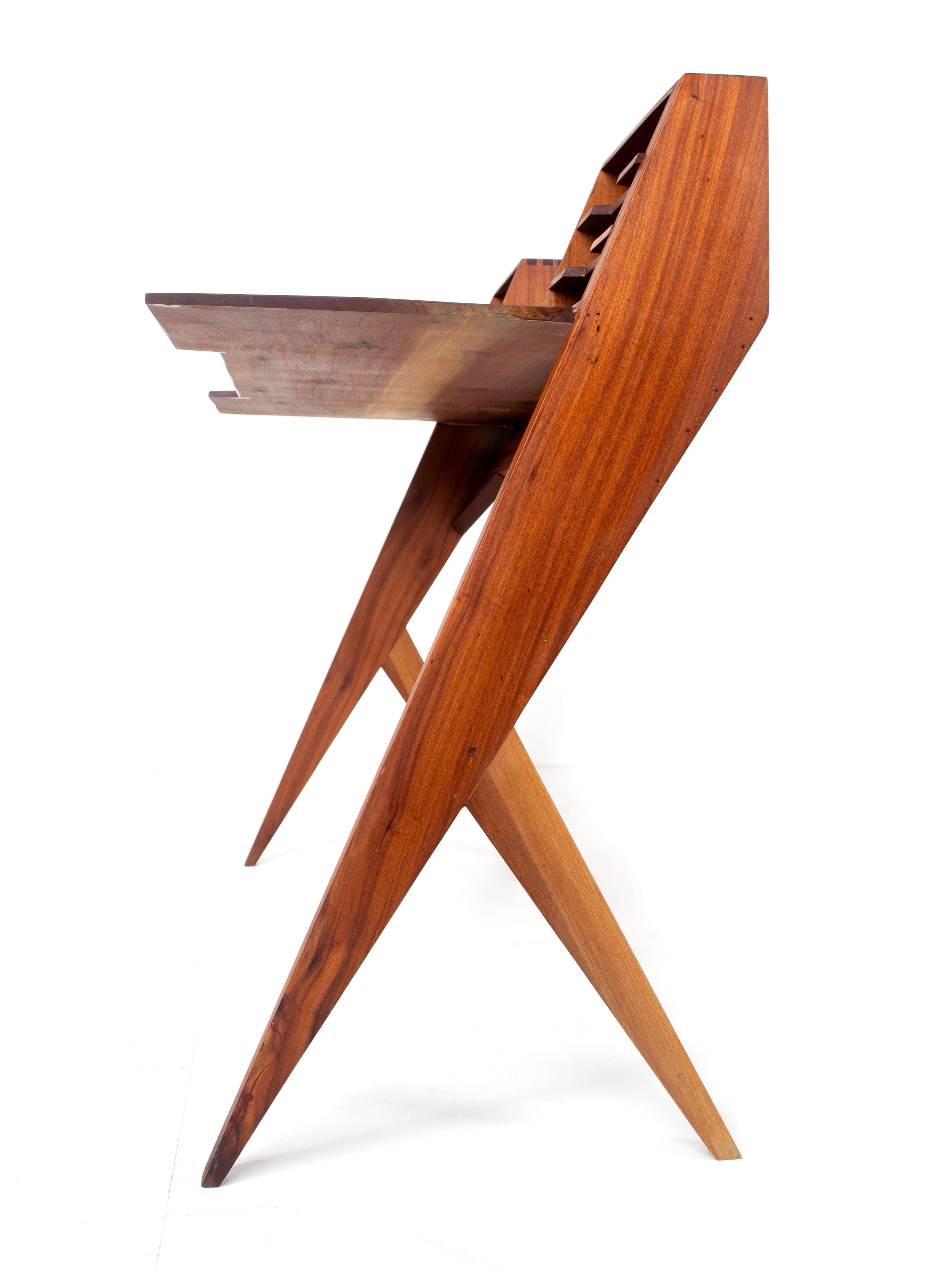 Vintage Teak Desk in Gio Ponti 1950s Style, Italy 1