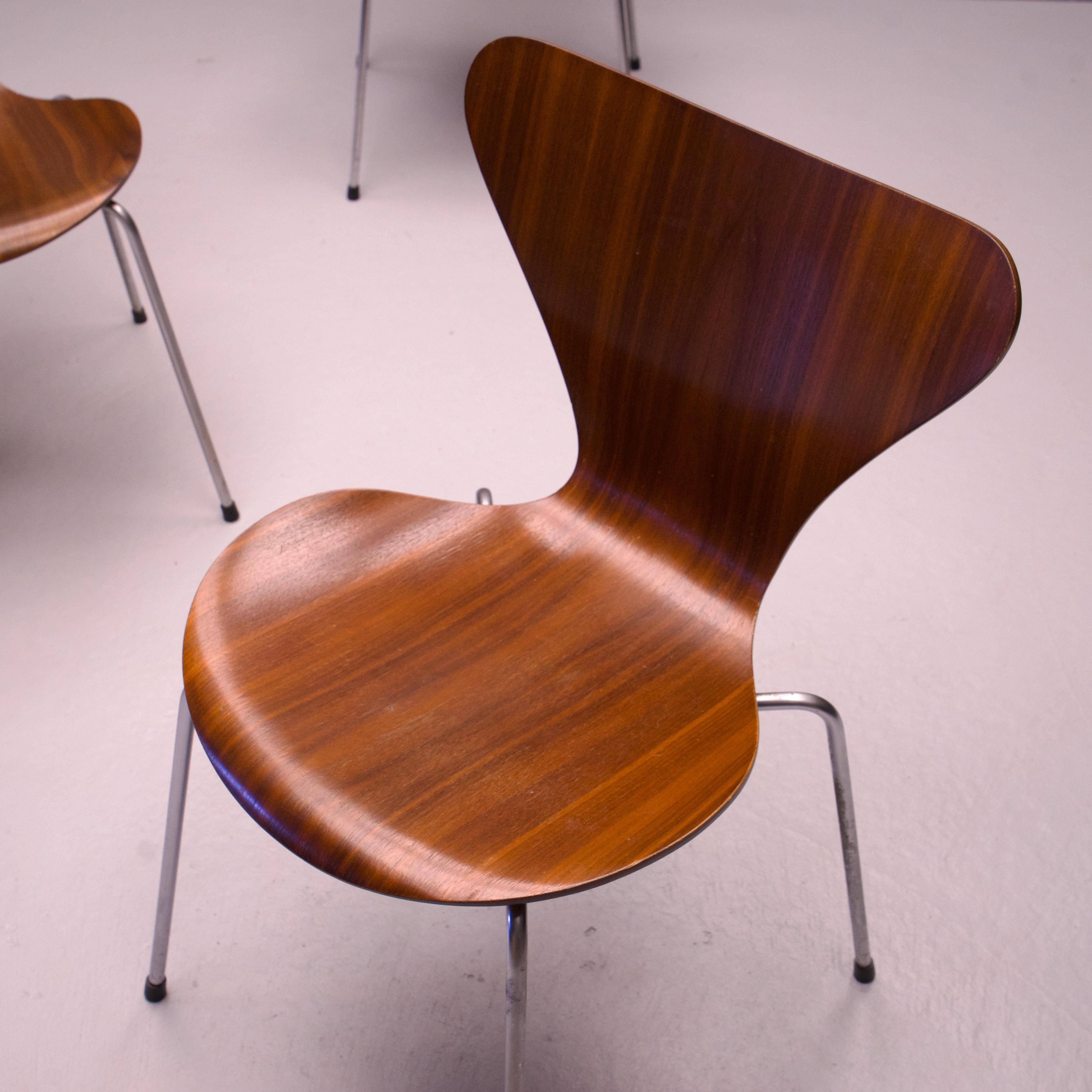 Late 20th Century Vintage Teak Dining Chairs Fritz Hansen Series 7 Ant Chairs Arne Jacobsen Danish For Sale
