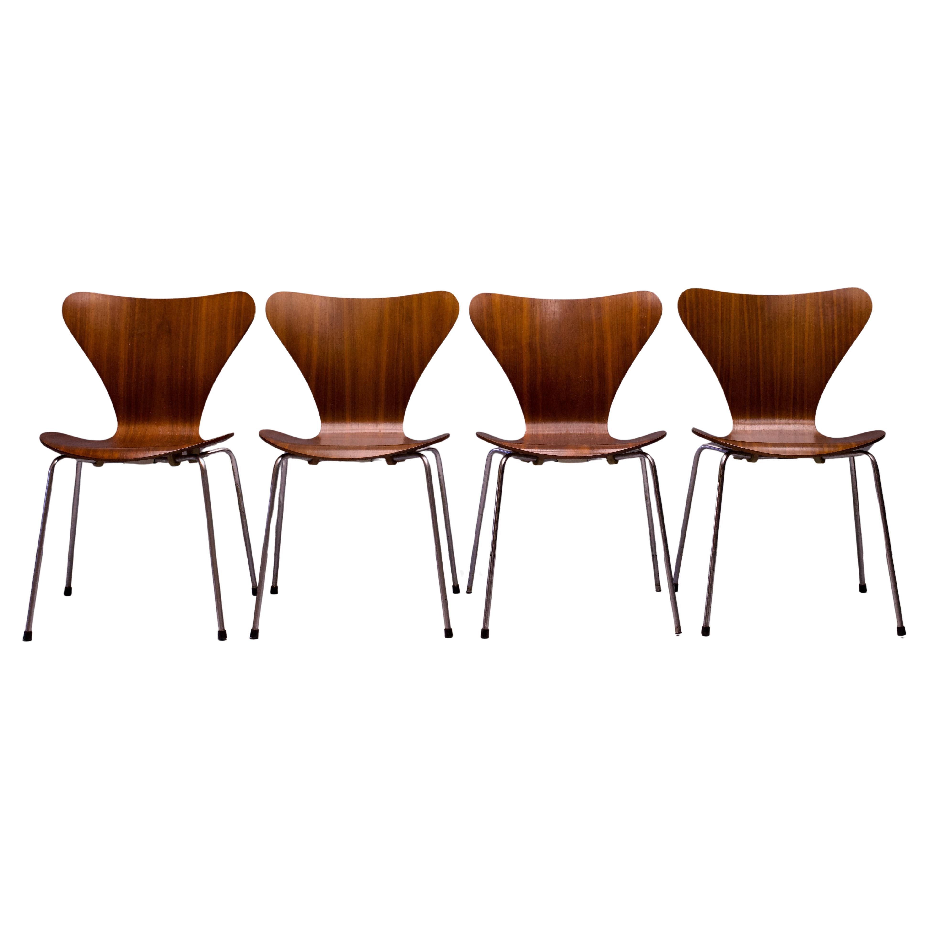 Vintage Teak Dining Chairs Fritz Hansen Series 7 Ant Chairs Arne Jacobsen Danish For Sale