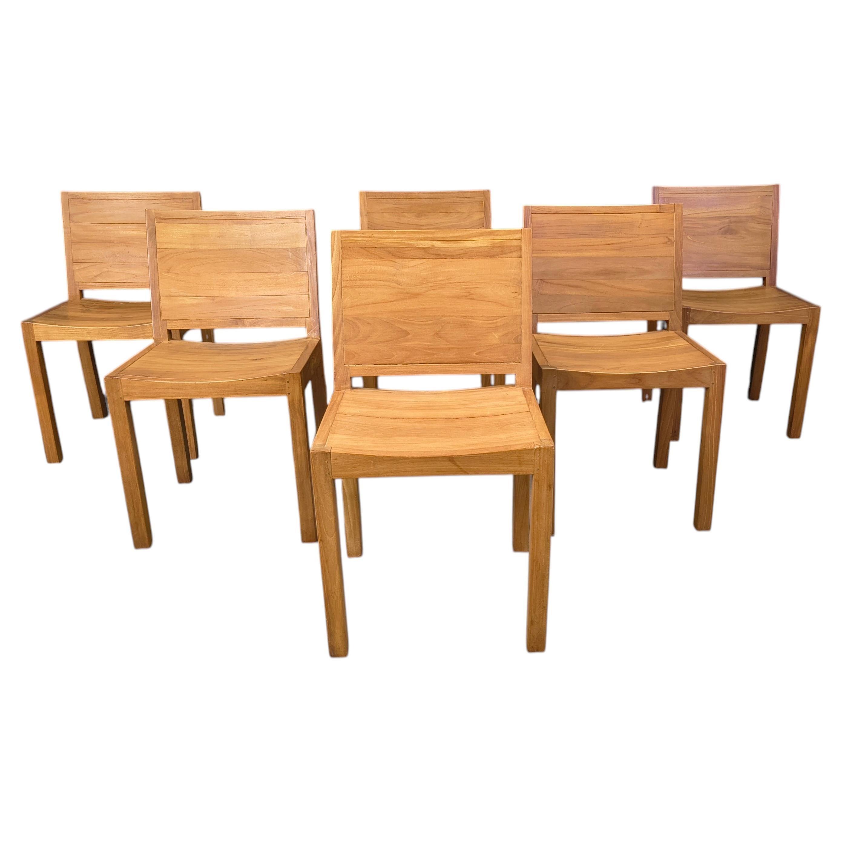 Vintage teak dining chairs, set of 6 - 1980s