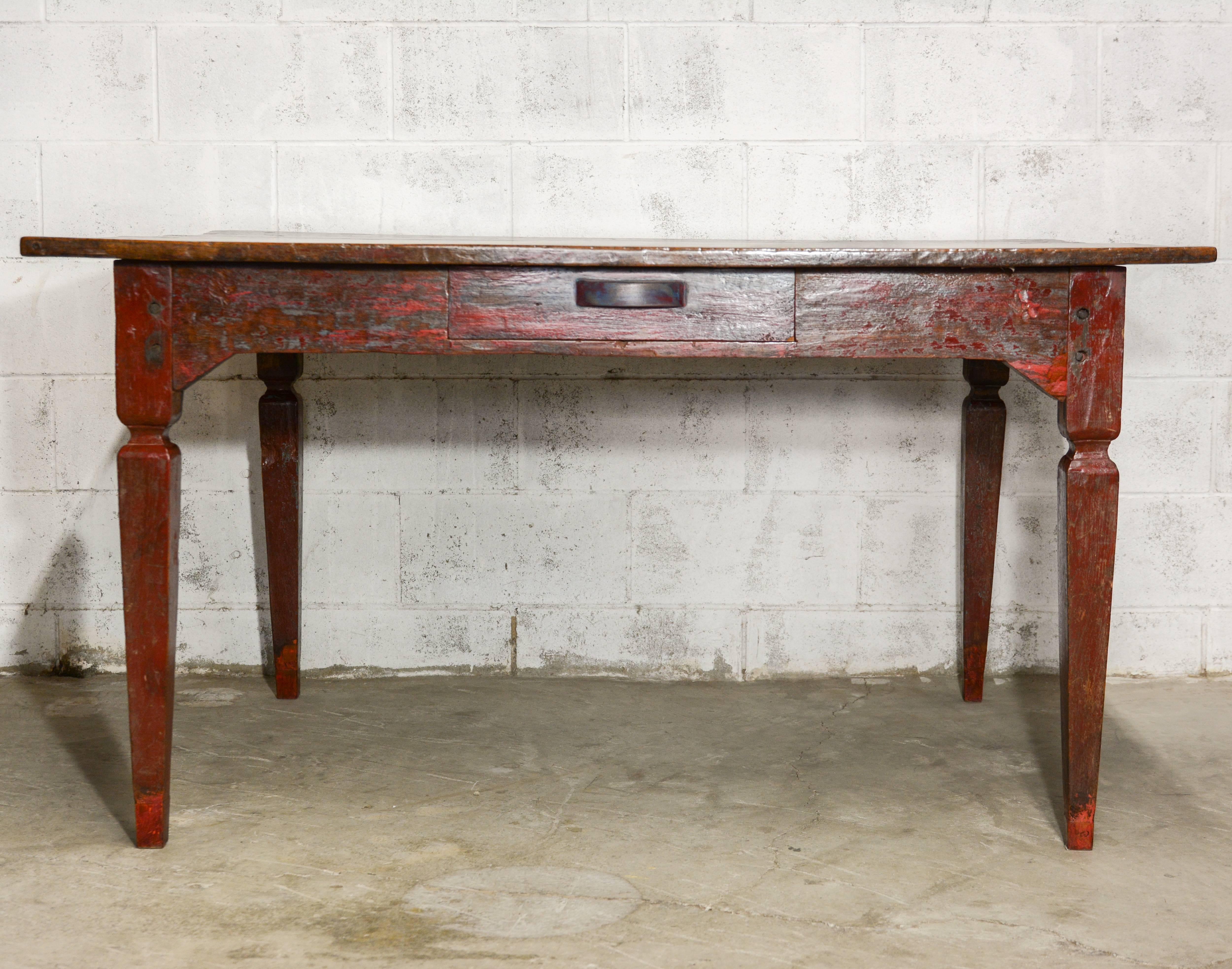Vintage teak dining or kitchen table. Measure: 56