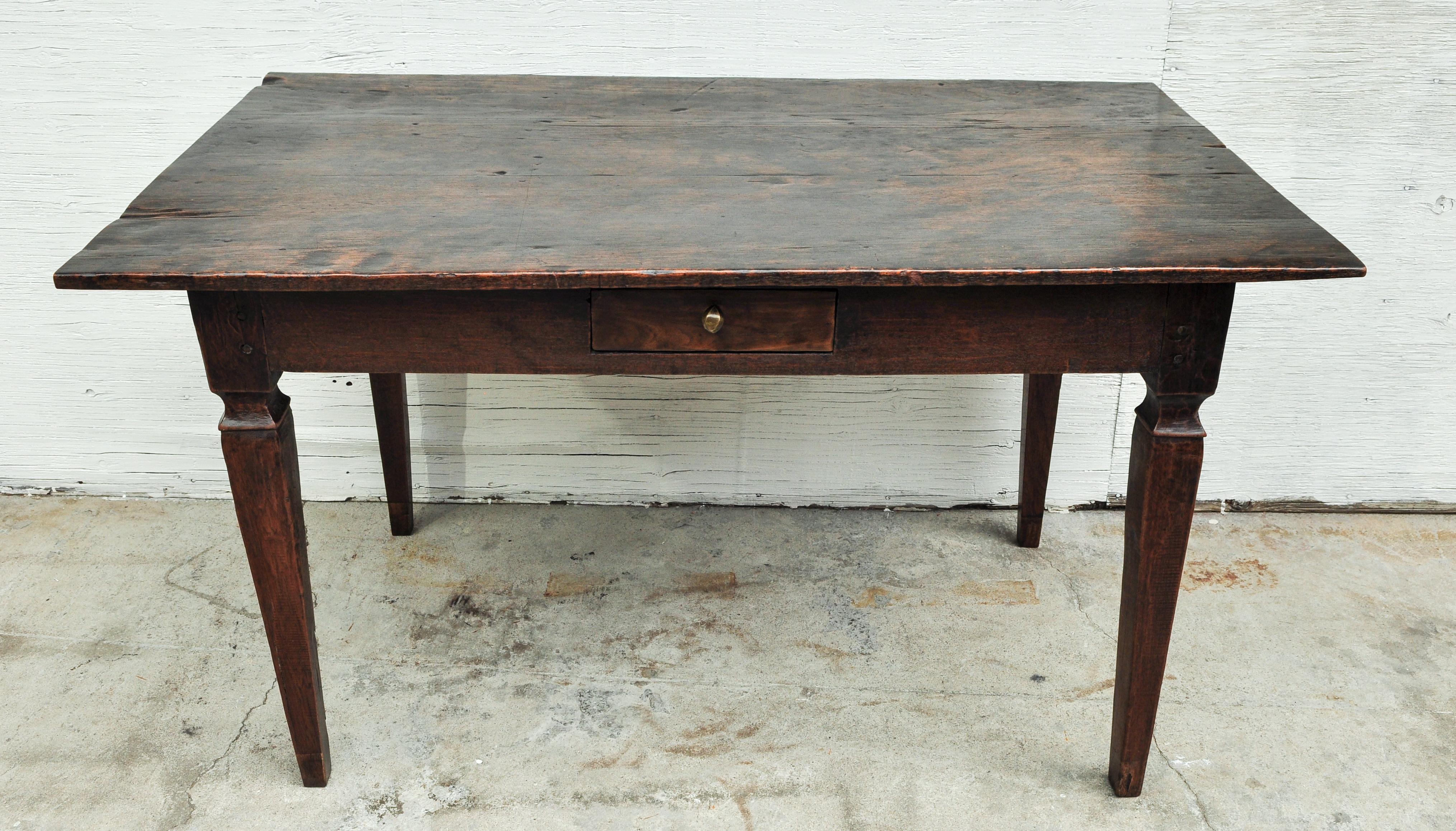 Country Vintage Teak Dining or Kitchen Table, Java, Early to Mid-20th Century