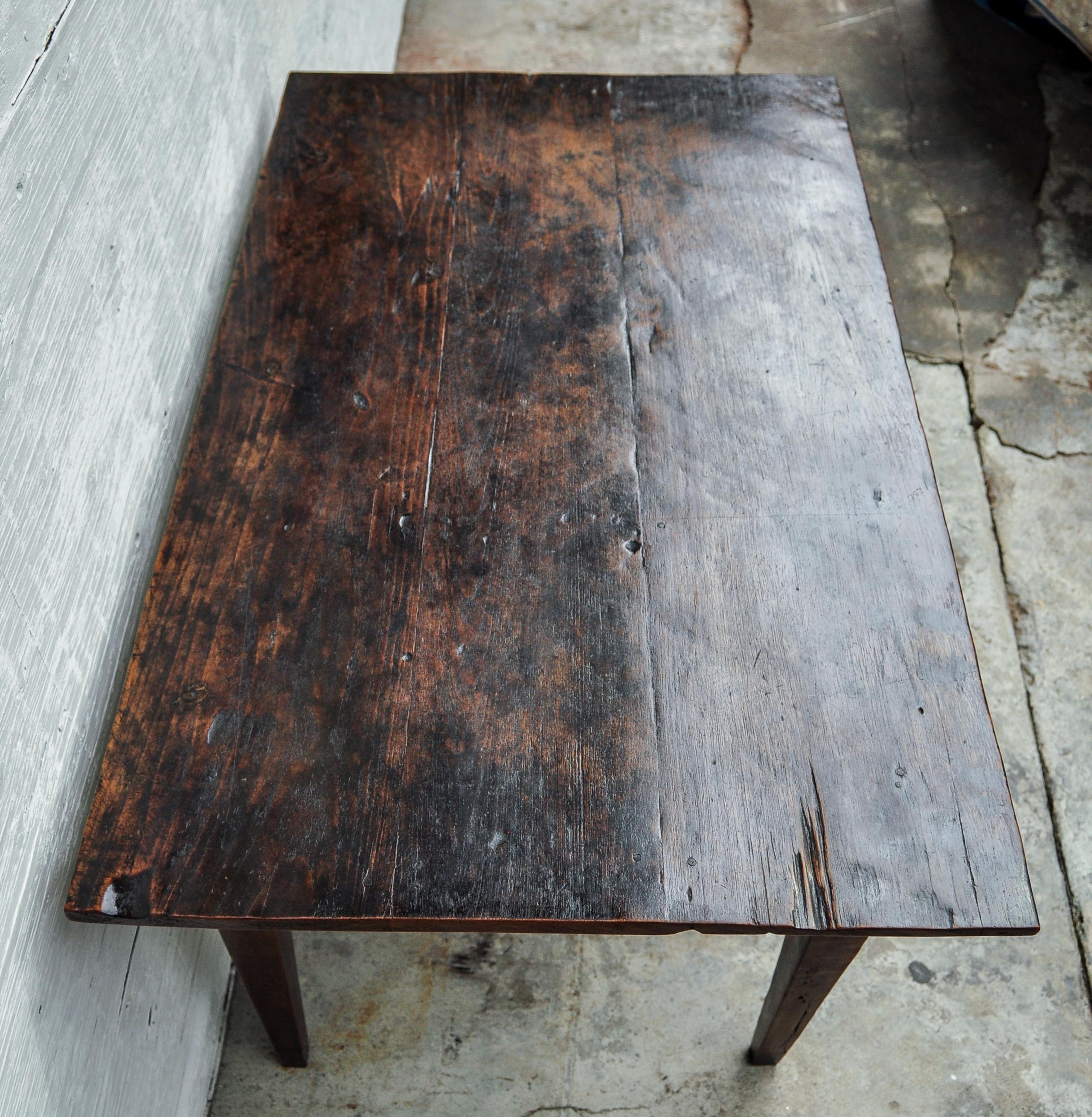 Hand-Crafted Vintage Teak Dining or Kitchen Table, Java, Early to Mid-20th Century