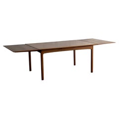 Vintage Teak Dining Table Draw Leaf Expandable Wooden Desk Sweden MCM 1960s