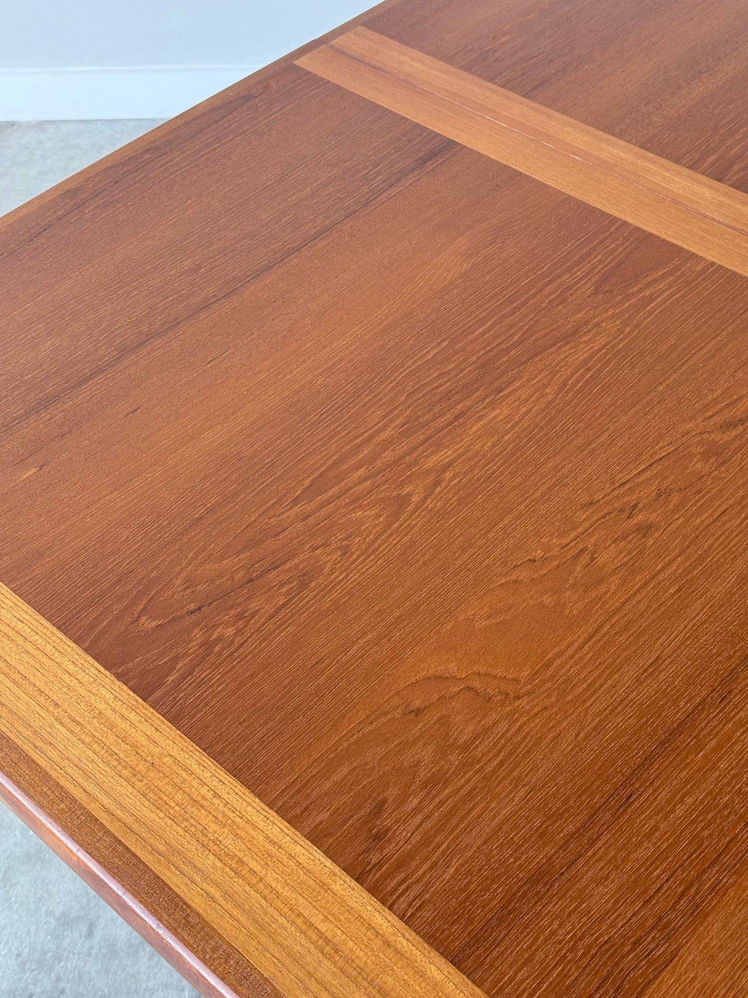 Vintage Teak Dining Table with Banded Edges 7
