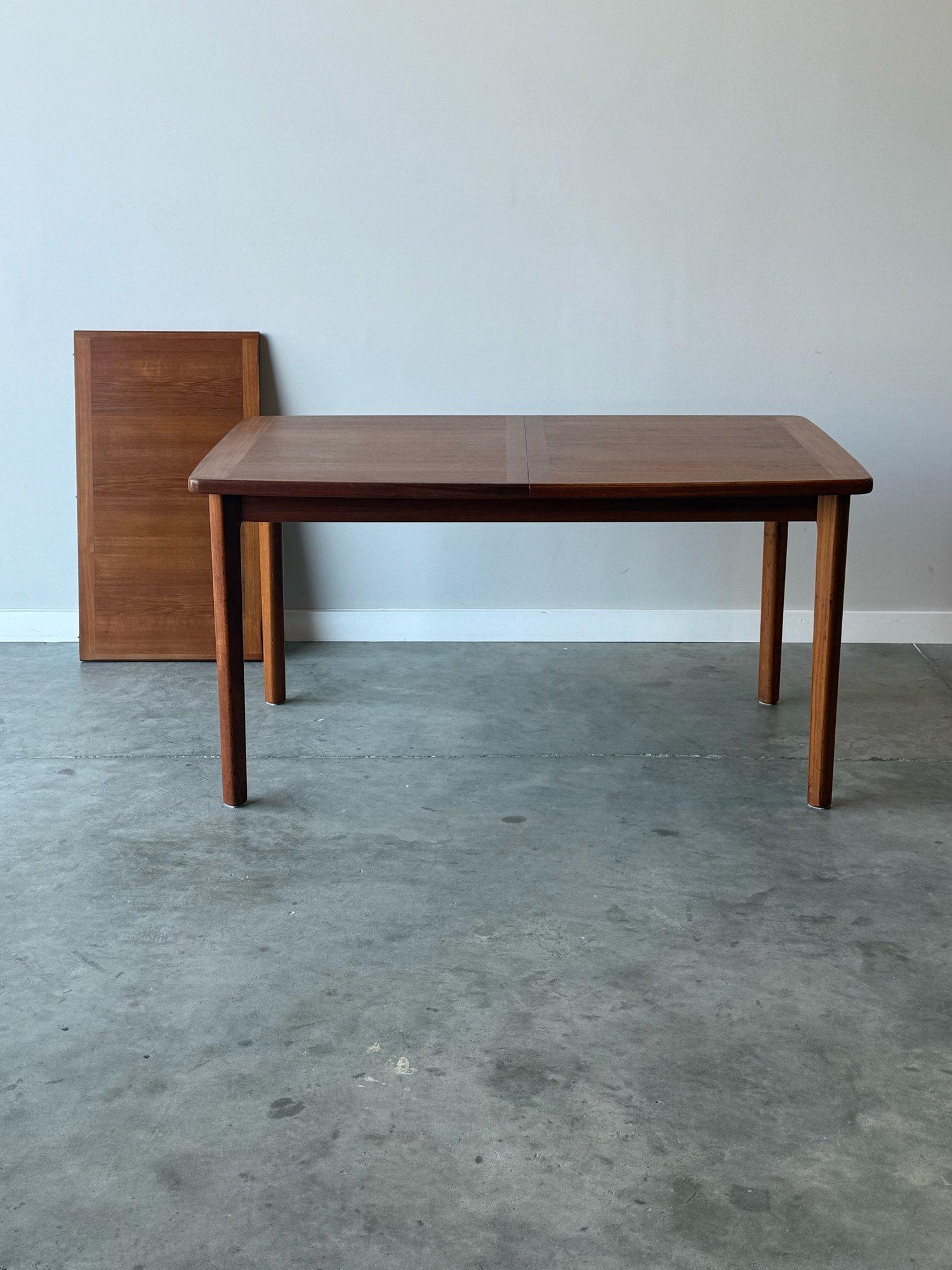 Mid-Century Modern Vintage Teak Dining Table with Banded Edges