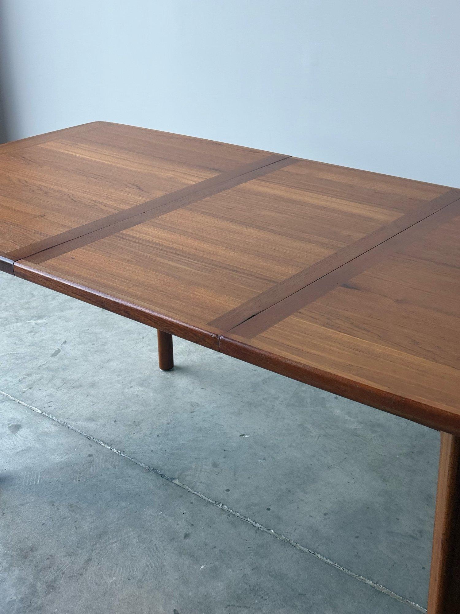 Wood Vintage Teak Dining Table with Banded Edges