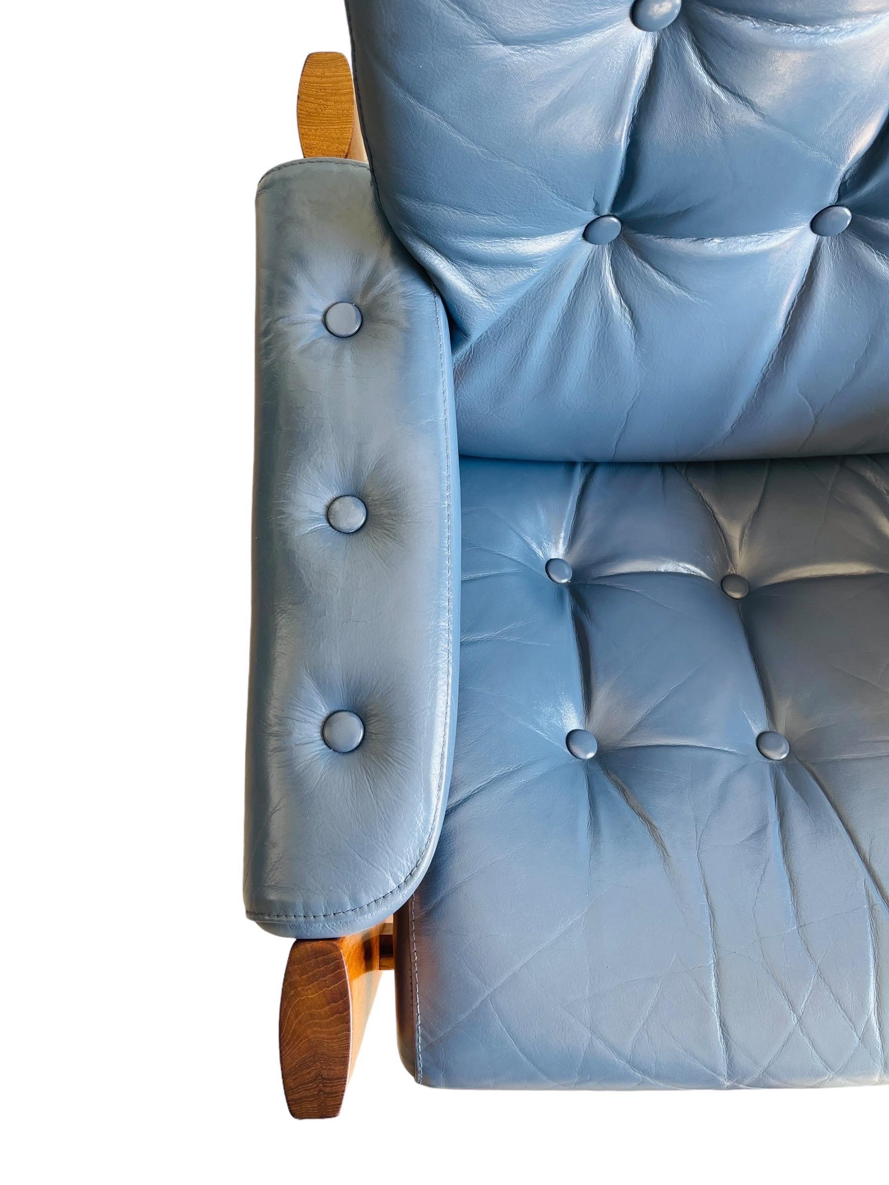 Vintage Teak Ekornes Leather Lounge Chair 6