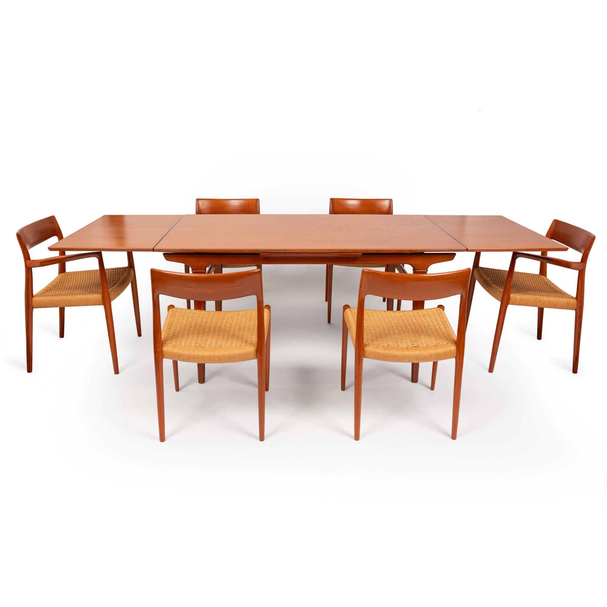 20ième siècle Table à manger extensible en teck vintage par Knud Nielsen pour Møbelfabrik Løsning en vente