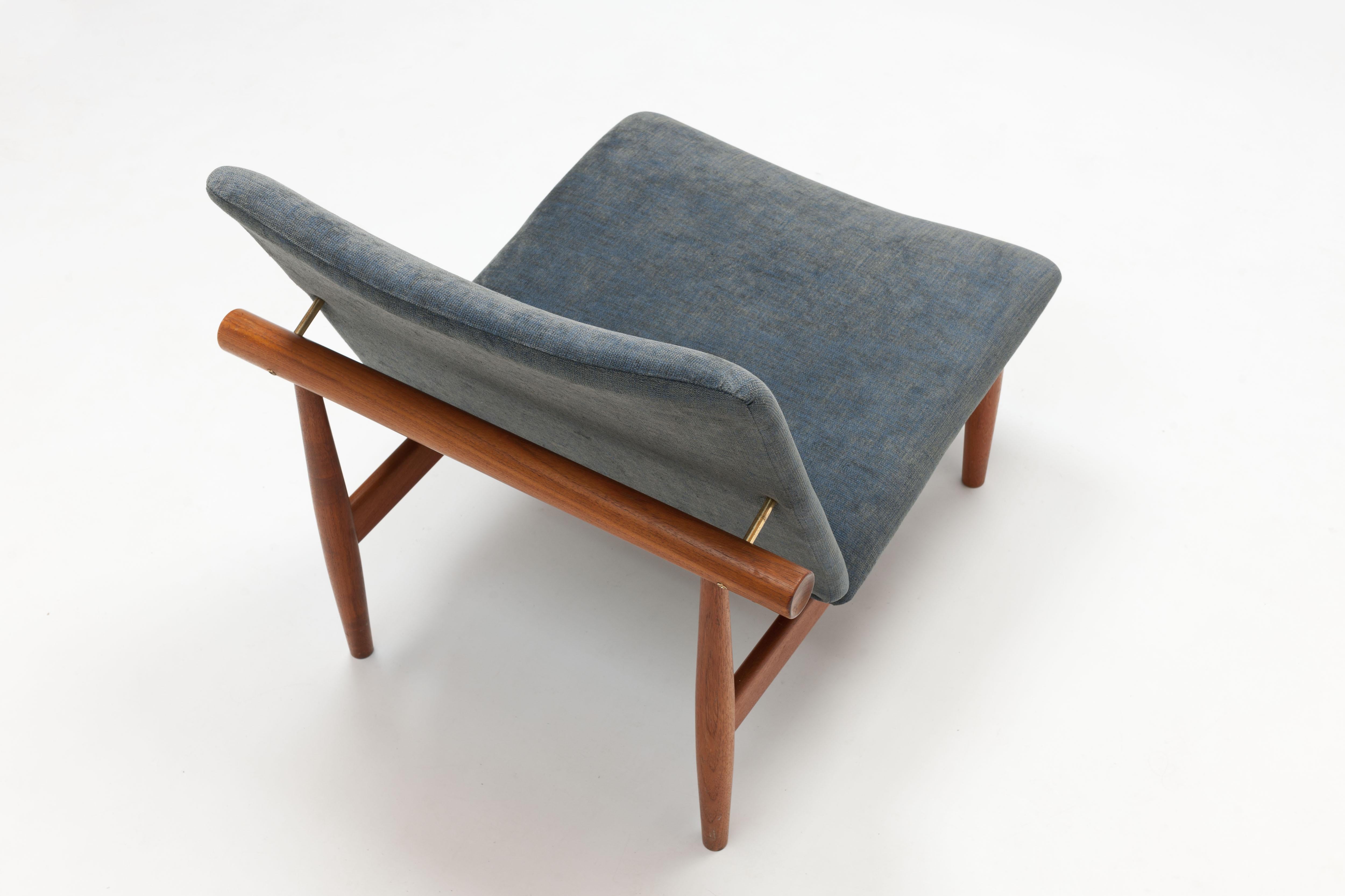 Fabric Vintage Teak Finn Juhl Japan Chair by France & Son, New Upholstery