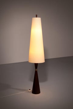 Vintage Teak Floor Lamp with Fabric Shade from Parker Knoll, 1960s