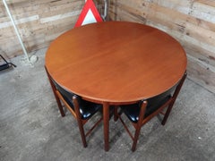 Vintage Teak Foldout Dining Table 4 Chairs by Tom Robertson for McIntosh, 1960