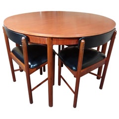 Vintage Teak Foldout Dining Table 4 Chairs by Tom Robertson for McIntosh, 1960