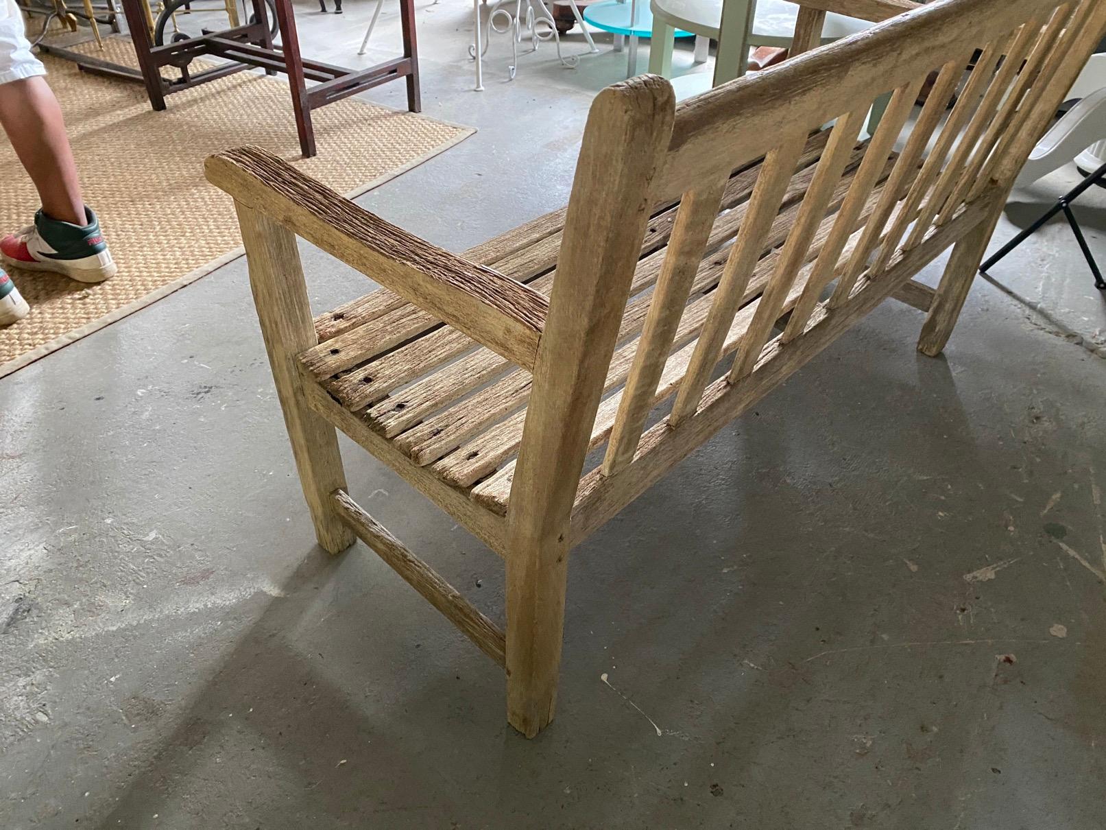 Vintage Teak Garden Bench with Arms 6