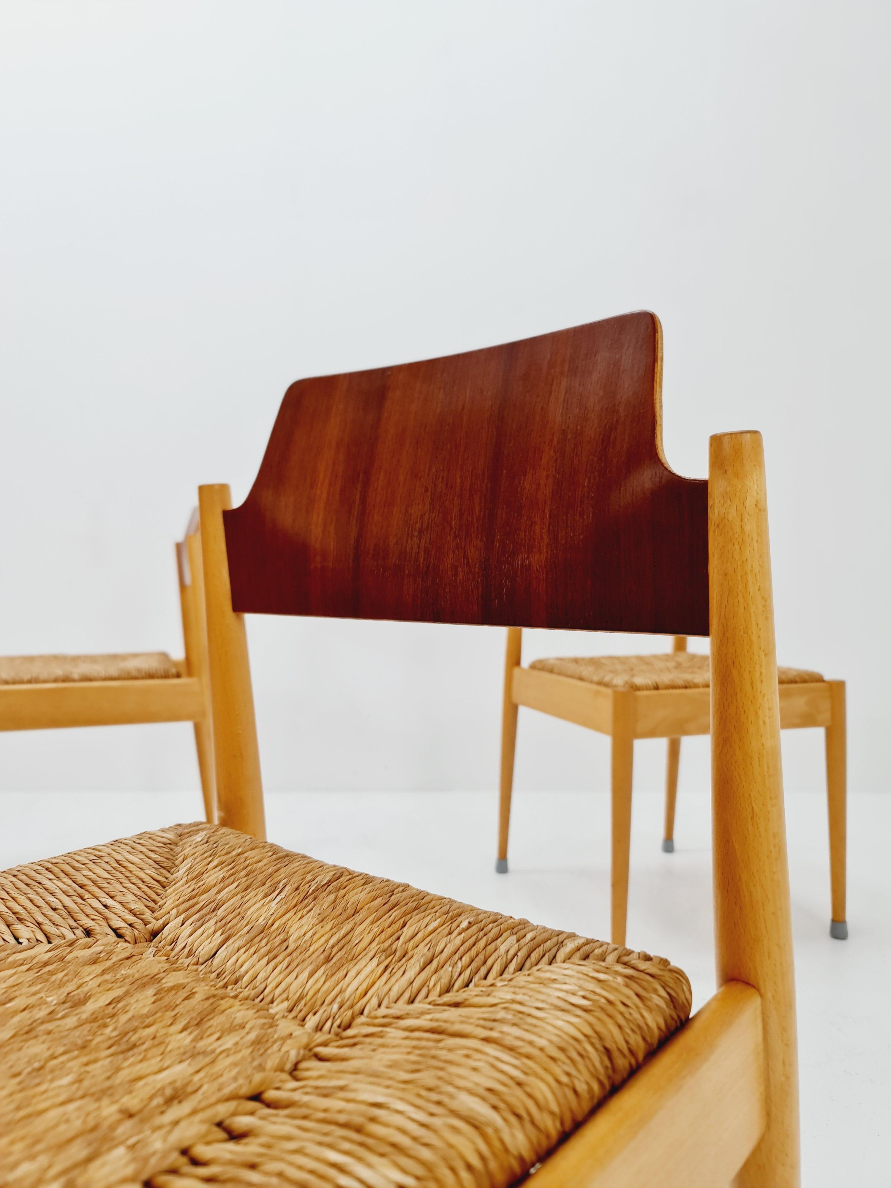 Sedie da pranzo tedesche in teak vintage di Egon Eiermann per Wilde + Spieth, 1950 in vendita 4
