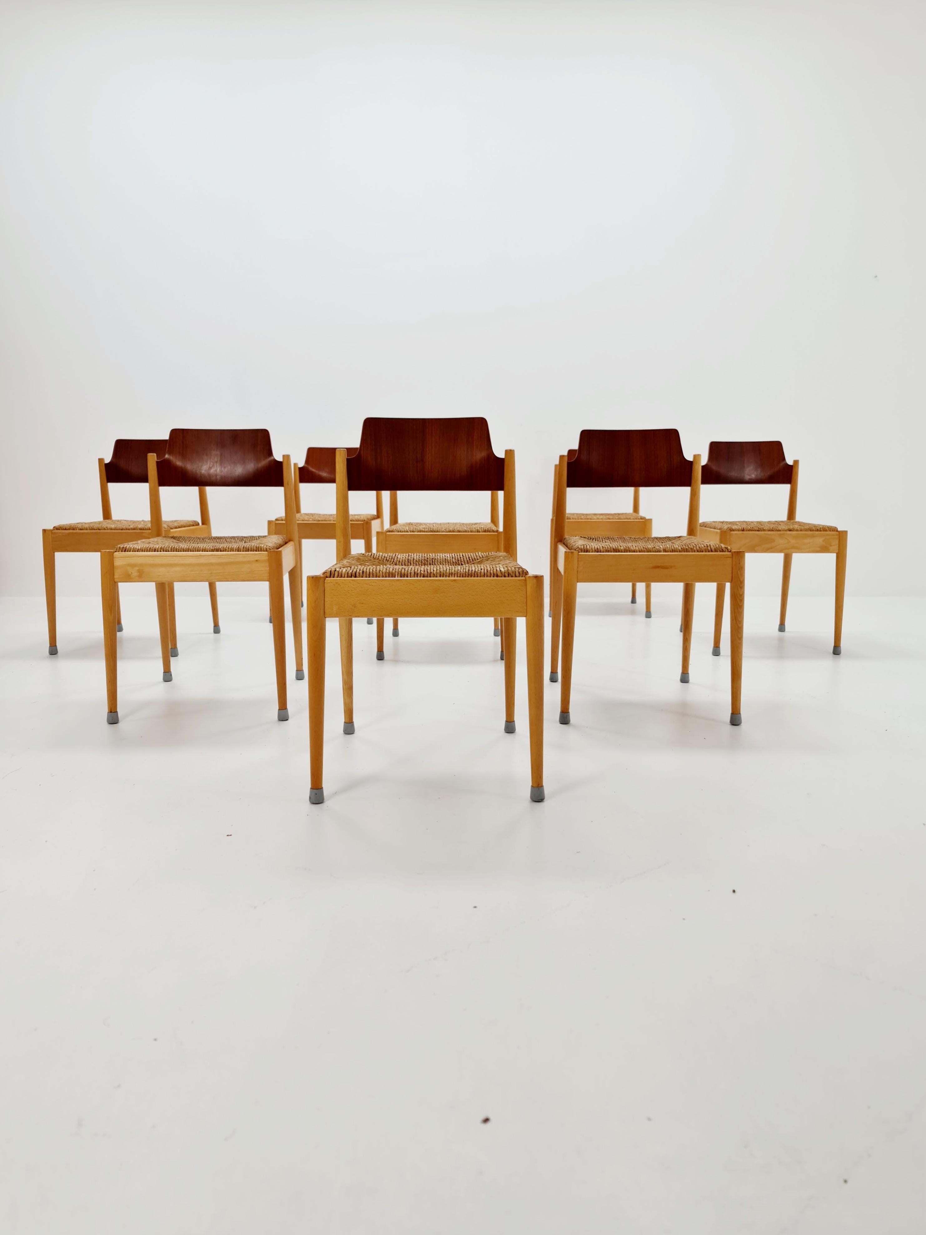 Mid-Century moderno Sedie da pranzo tedesche in teak vintage di Egon Eiermann per Wilde + Spieth, 1950 in vendita