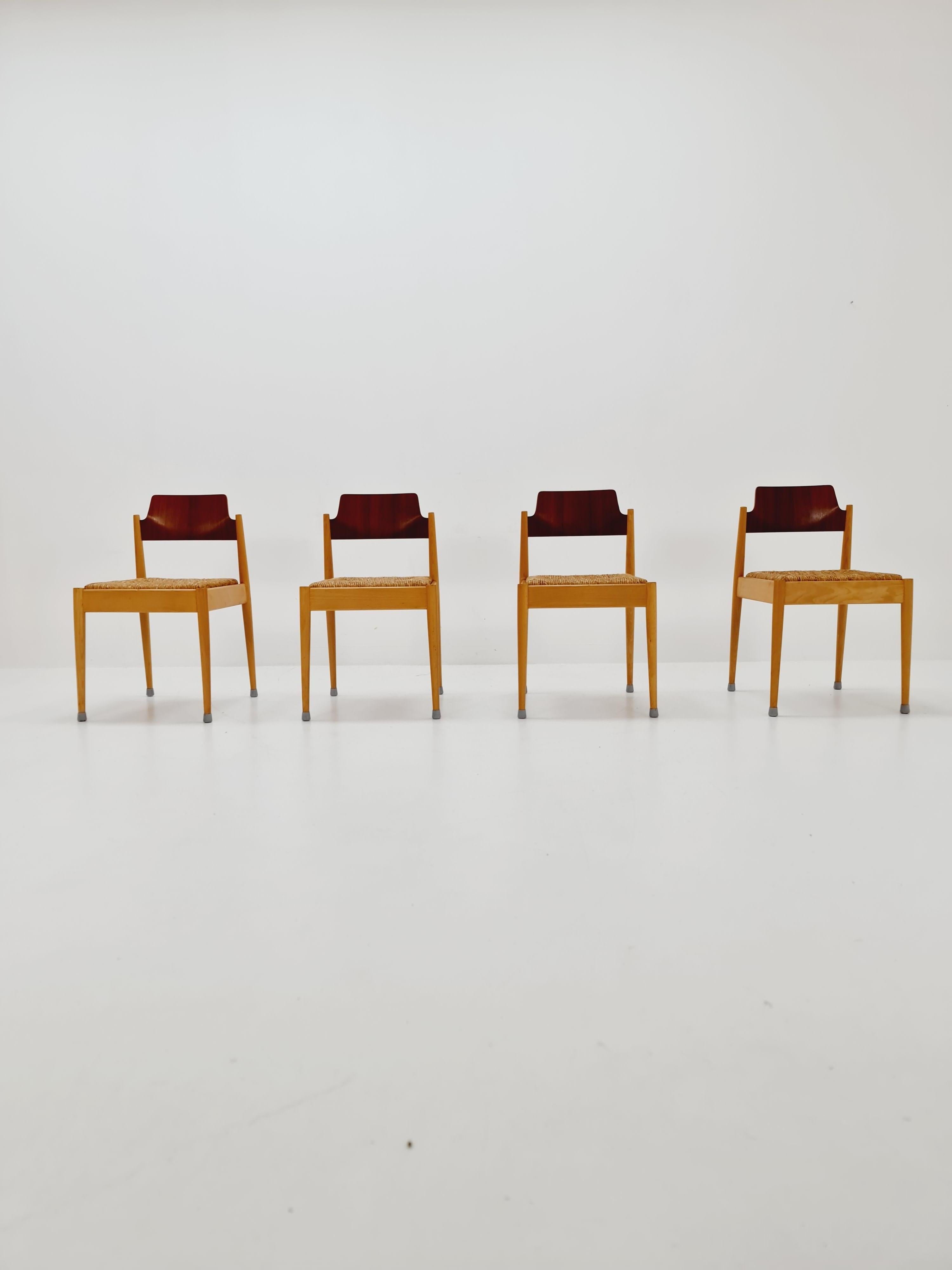 Tedesco Sedie da pranzo tedesche in teak vintage di Egon Eiermann per Wilde + Spieth, 1950 in vendita