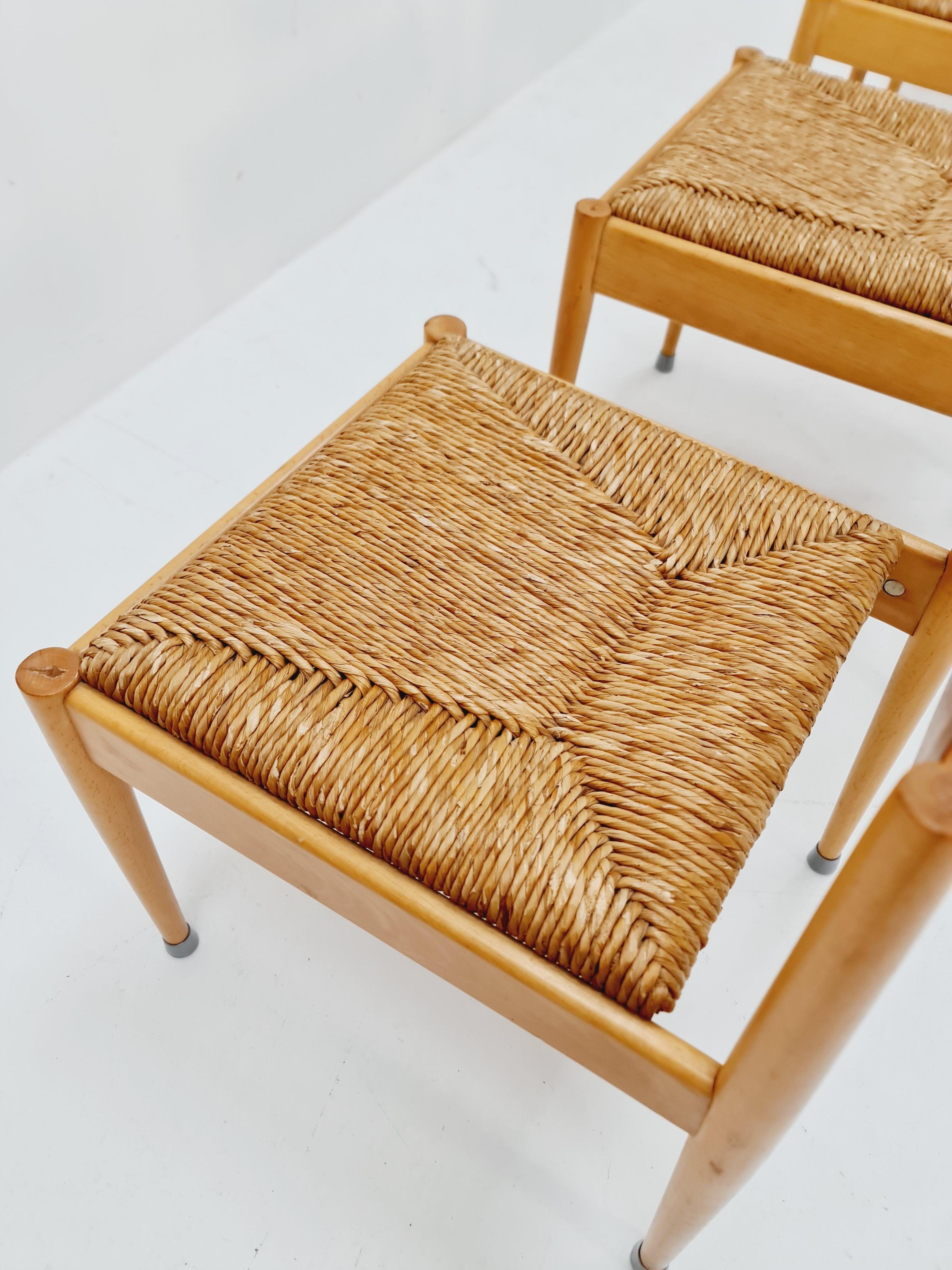 Faggio Sedie da pranzo tedesche in teak vintage di Egon Eiermann per Wilde + Spieth, 1950 in vendita
