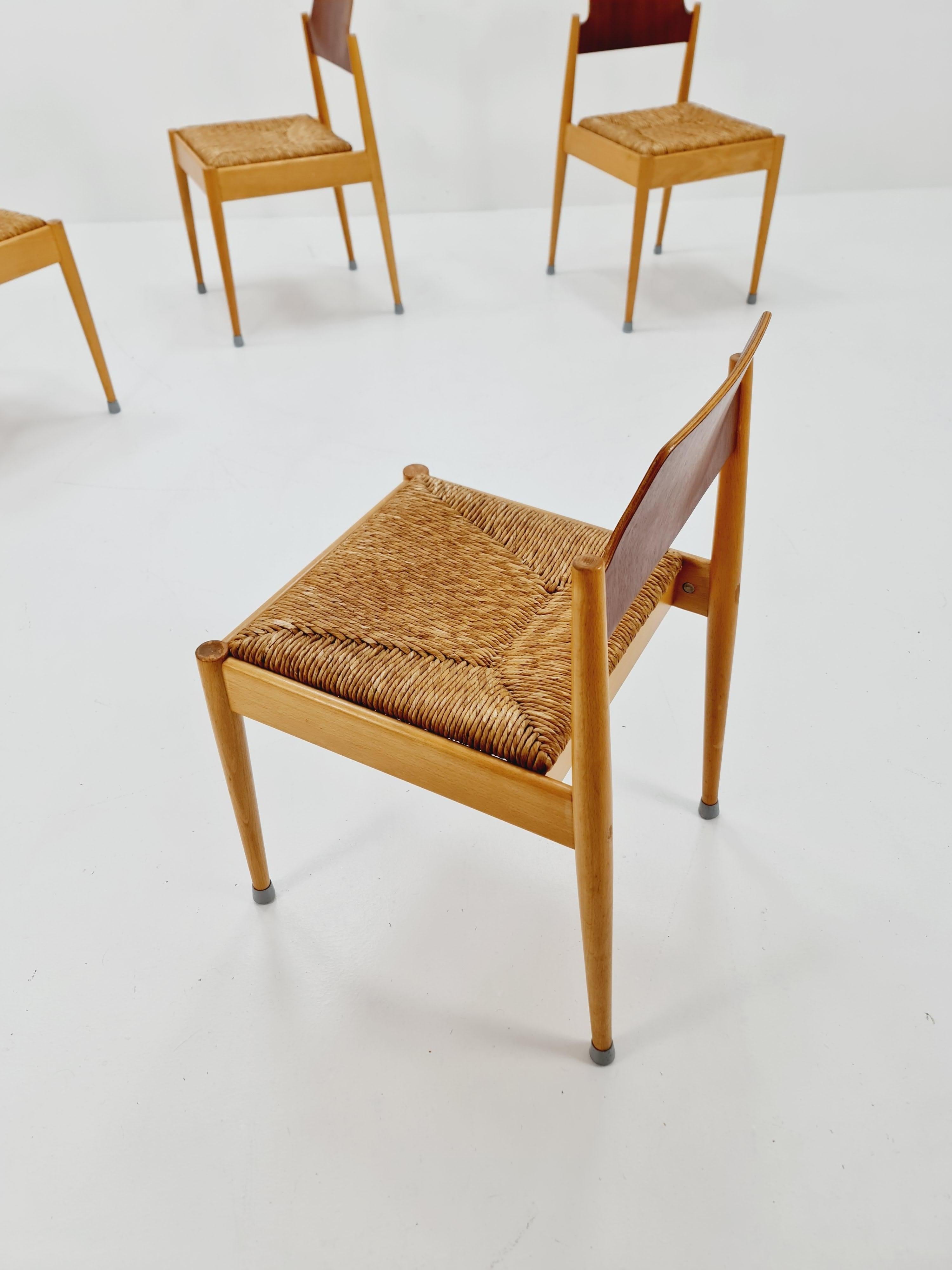 Sedie da pranzo tedesche in teak vintage di Egon Eiermann per Wilde + Spieth, 1950 in vendita 2
