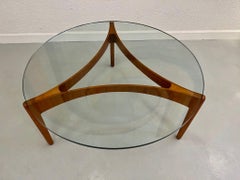 Tavolino tripode d'epoca in teak e vetro di Sven Ellekaer, Danimarca, 1960 ca.
