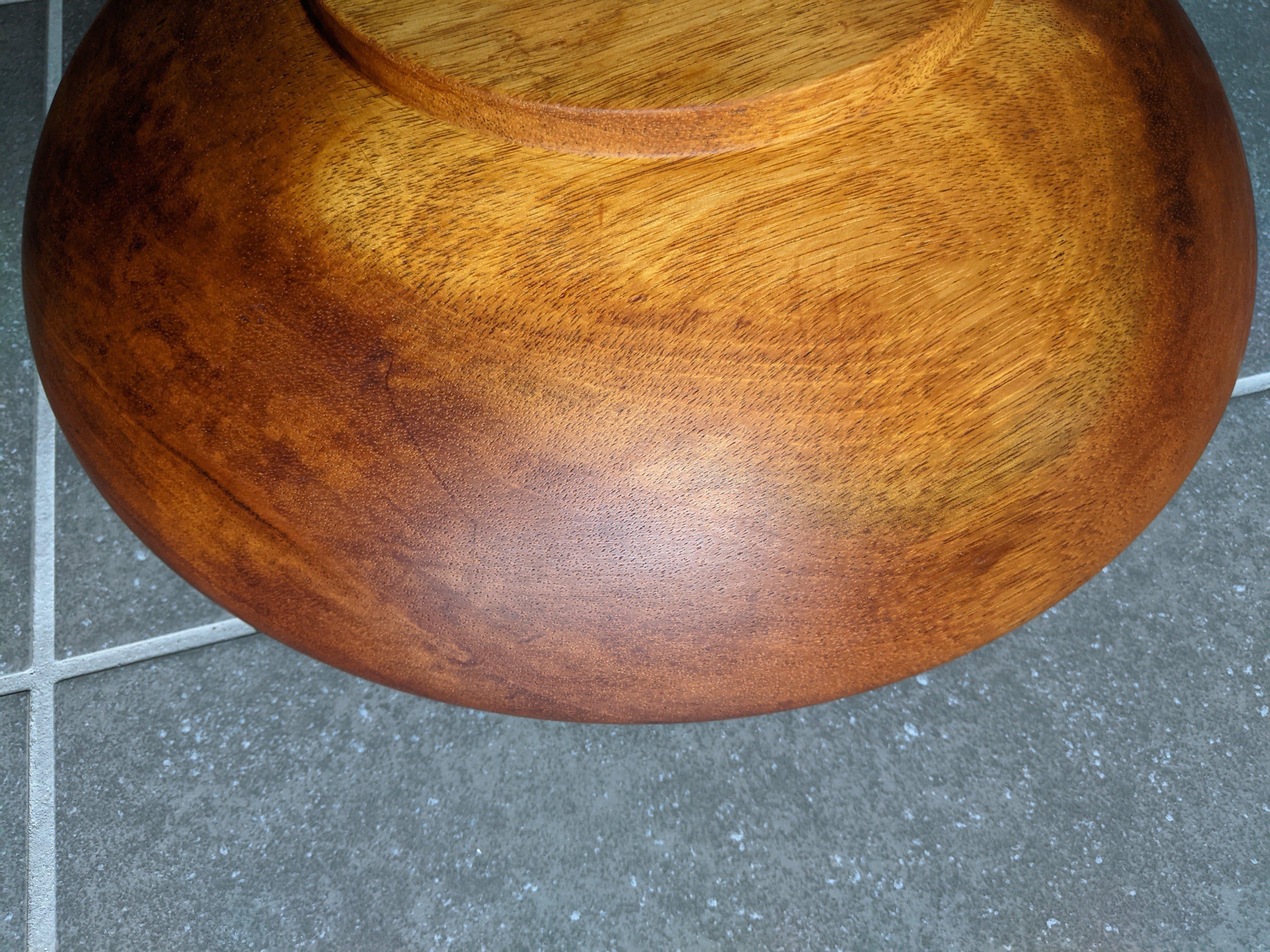 Vintage Teak Hand Turned Decorative Bowl In Good Condition For Sale In Cedar Falls, IA
