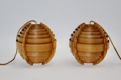 Set of 2 Vintage Teak Hanging Lamps by Hans Agne Jacobssonm, circa 1960, Sweden
