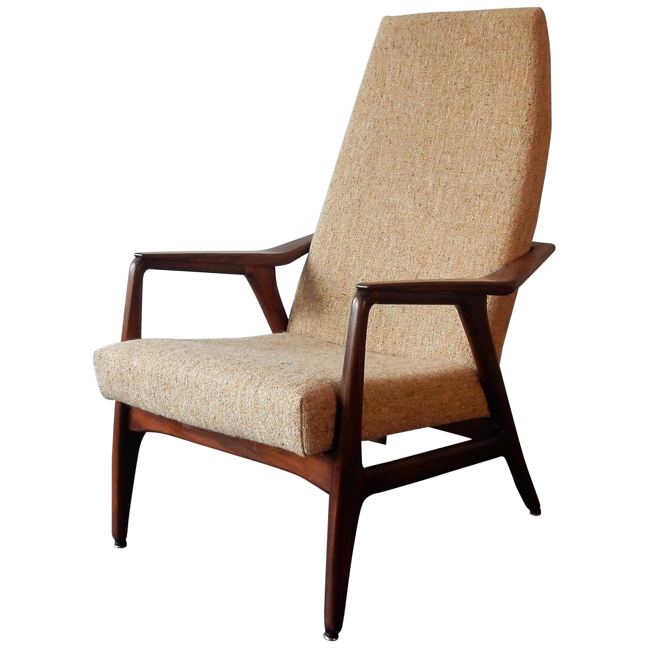 Vintage Teak High Back Lounge Chair, 1960s