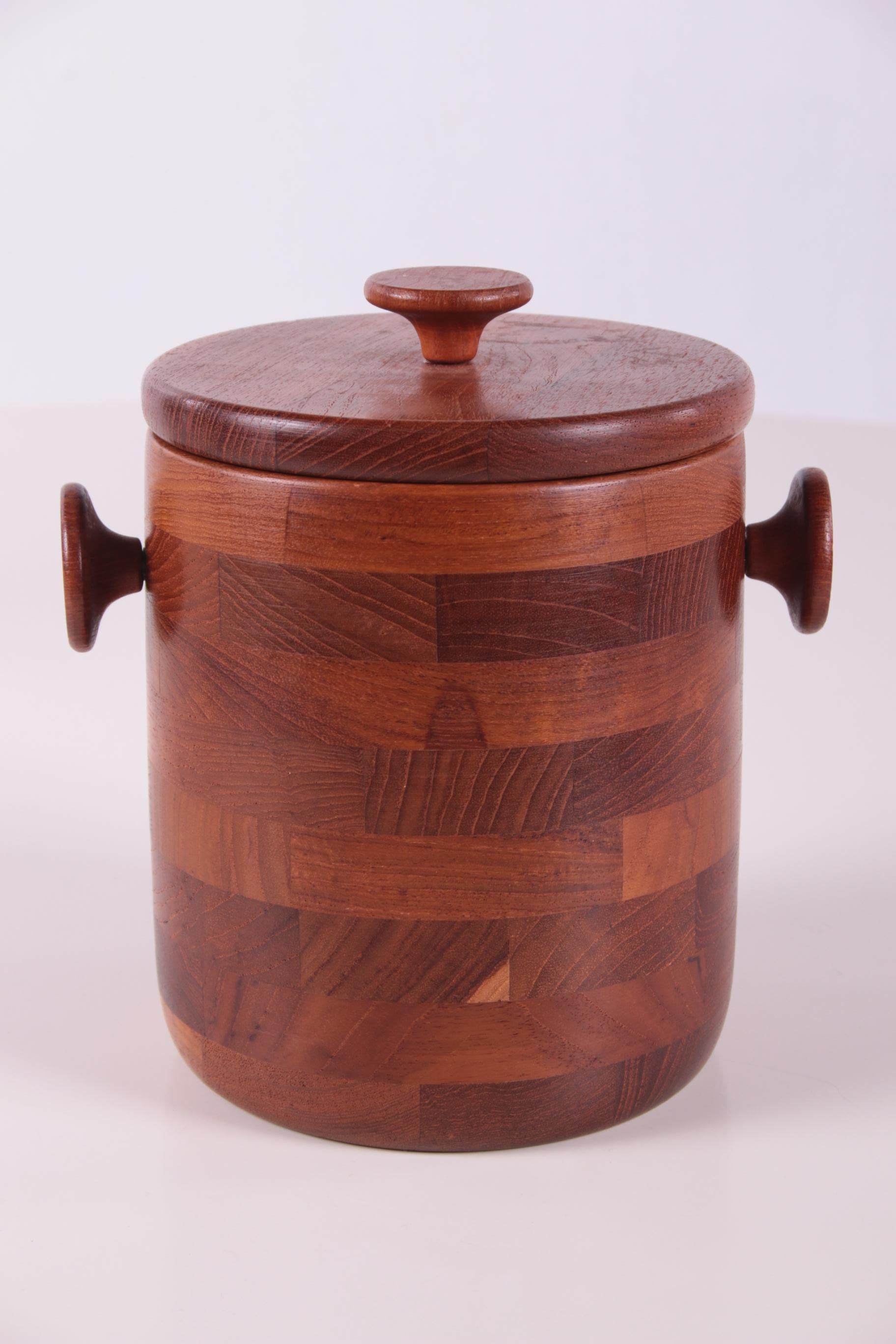 English Vintage Teak Ice Bucket Design Viners of Sheffield For Sale