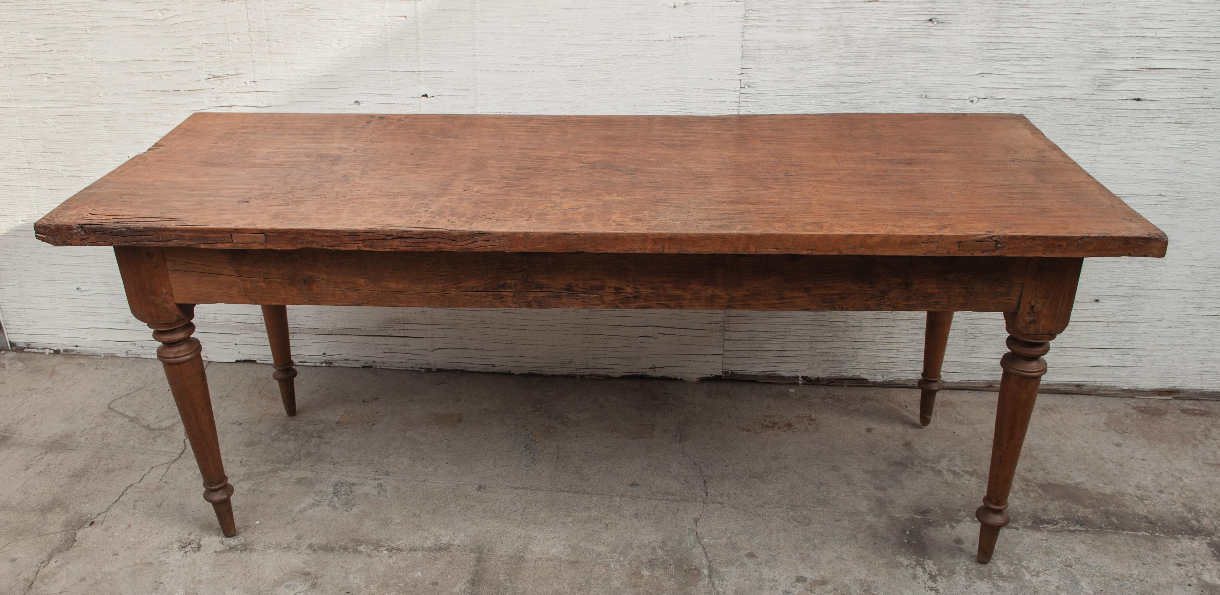 Vintage Teak Kitchen or Farm Table, Java, Single Plank Top, Mid-20th Century 6