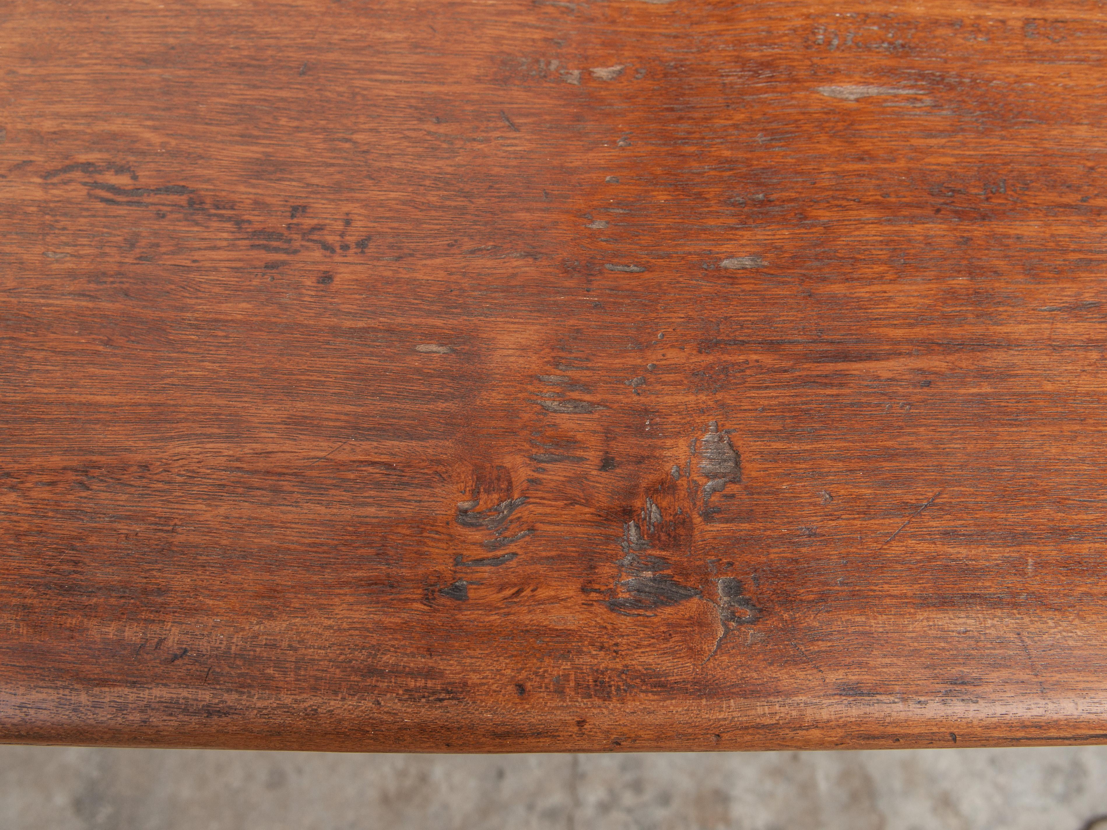 Vintage Teak Kitchen or Farm Table, Java, Single Plank Top, Mid-20th Century In Good Condition In Point Richmond, CA