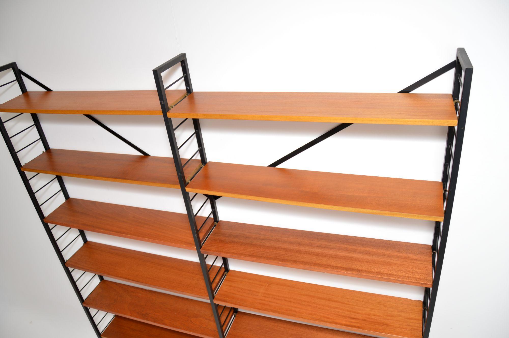 Metal Vintage Teak Ladderax Bookcase Shelving