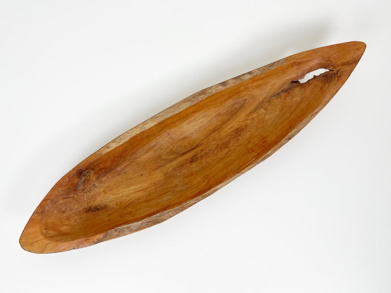 Vintage Teak Live Edge Long Decorative Bowl For Sale at 1stDibs