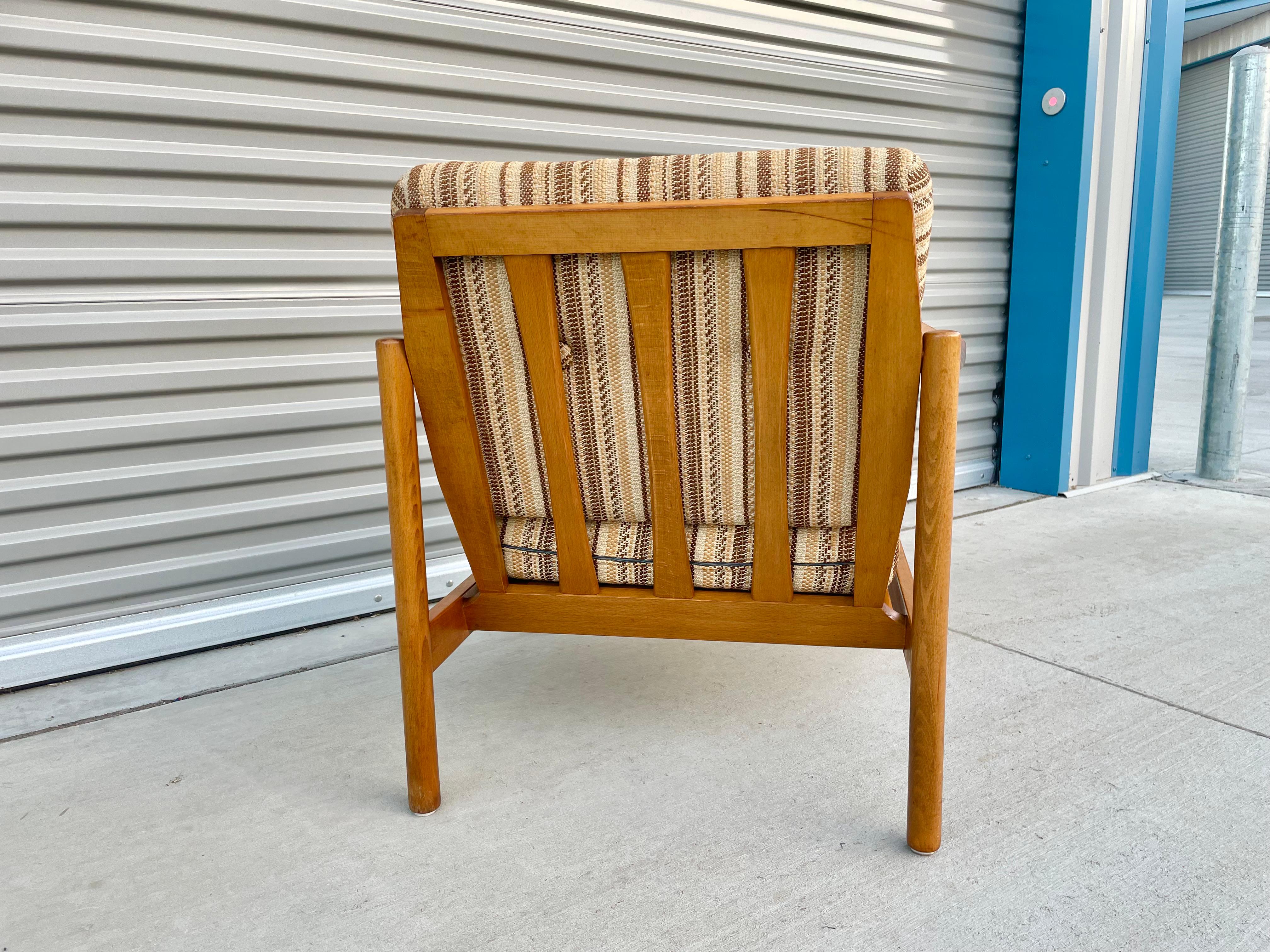 Fabric Vintage Teak Lounge Chair For Sale