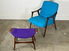 Sedia da salotto in teak vintage + ottomana di Rolf Rastad + Adolf Relling per Westnofa