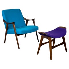 Sedia da salotto in teak vintage + ottomana di Rolf Rastad + Adolf Relling per Westnofa