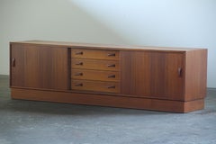 Vintage Teak Low Sideboard by Clausen & Søn, 1960s Denmark, Mid-century Modern