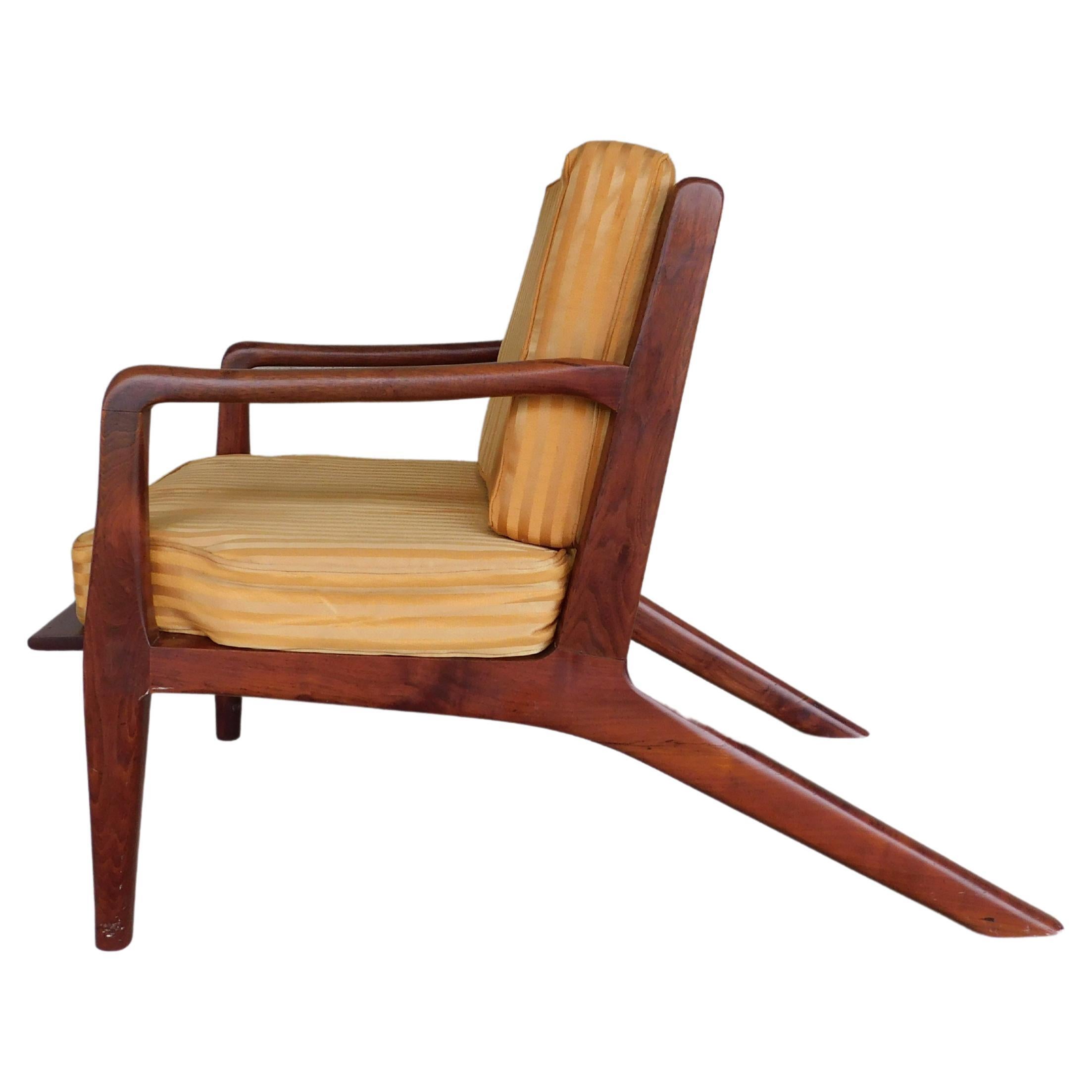 Vintage Teak Midcentury Lounge Chair Attributed to Hans Wegner For Sale