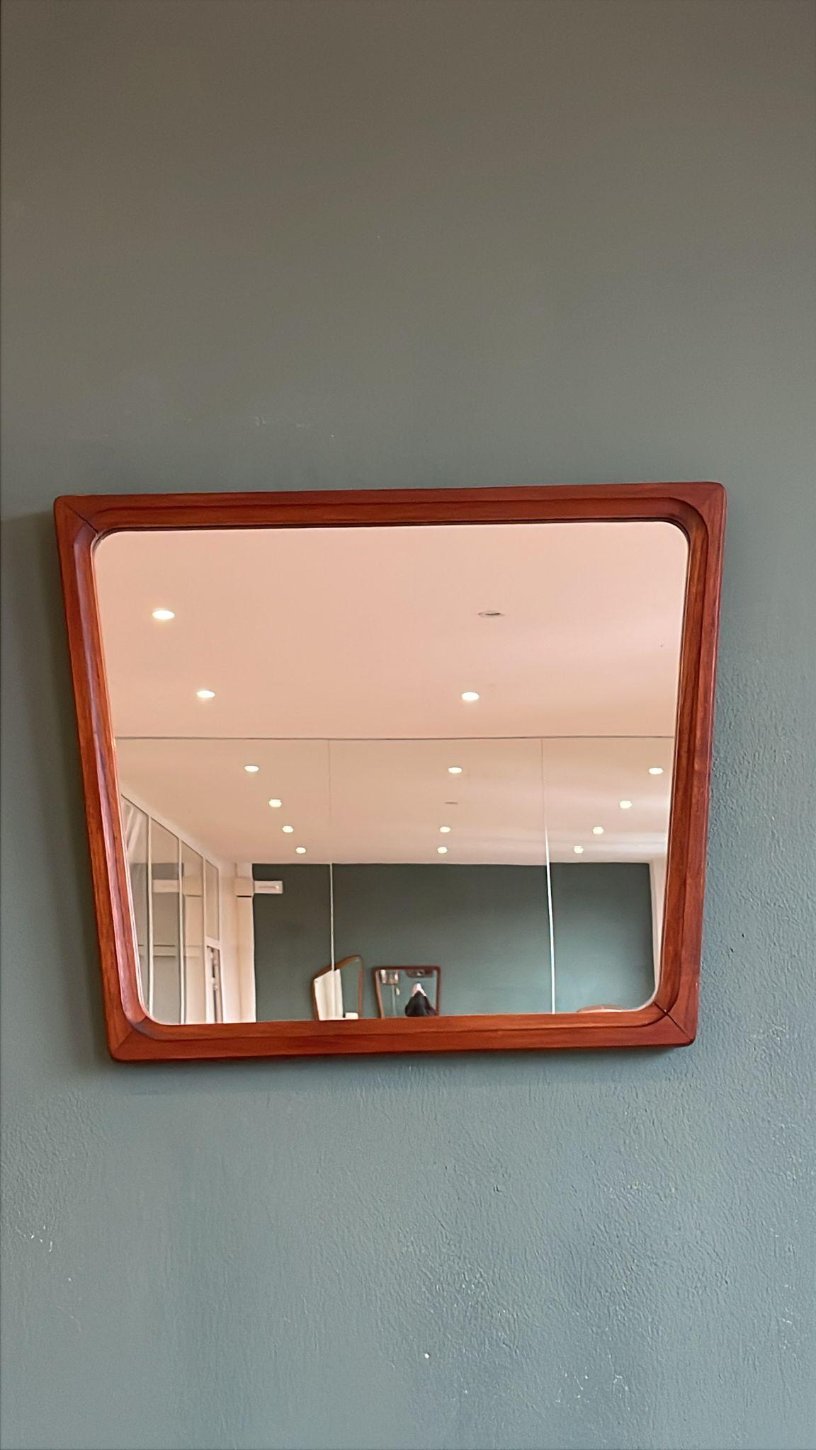 Miroir vintage en teck, Danemark années 1960