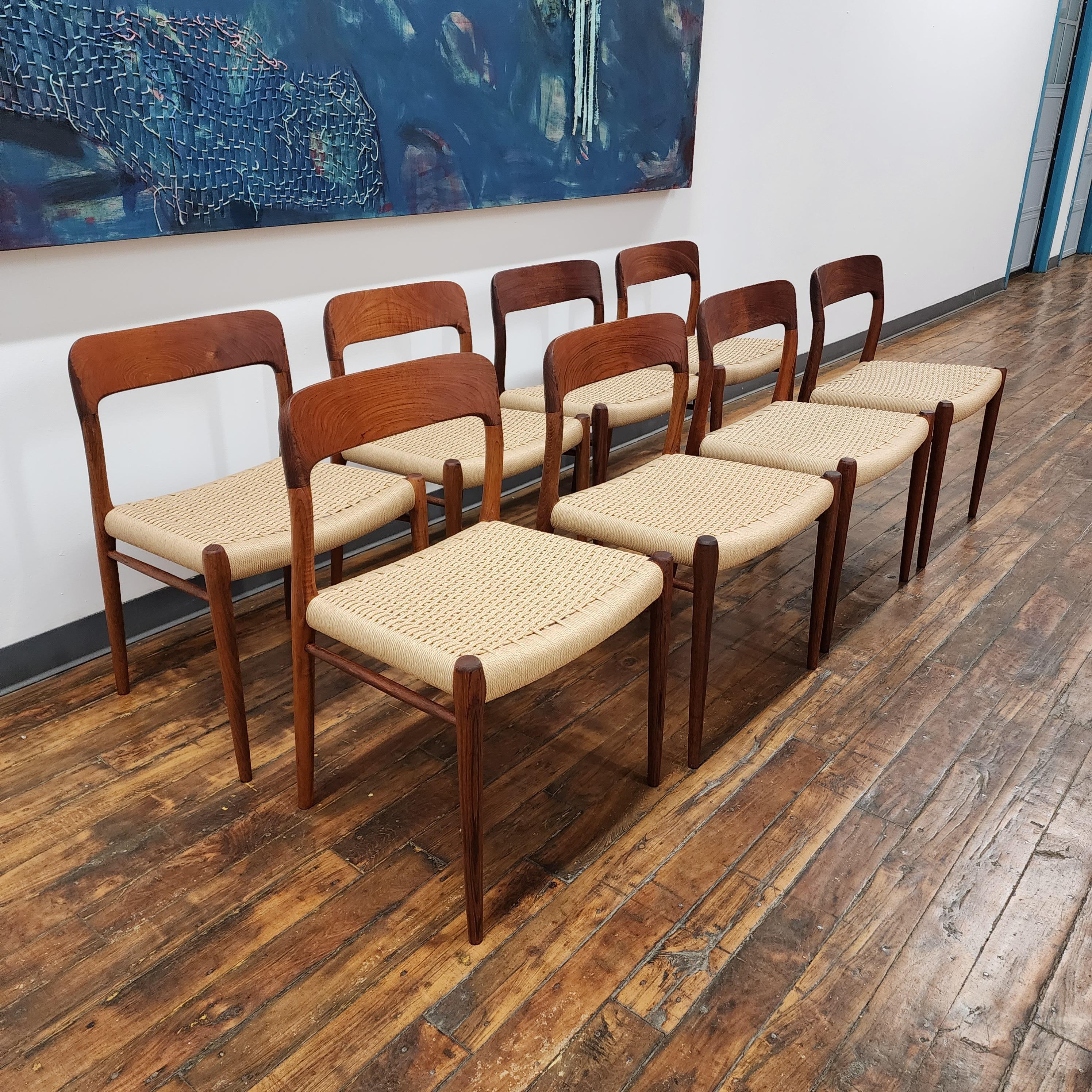 Scandinavian Modern Vintage Teak Moller 75 Dining Chair For Sale