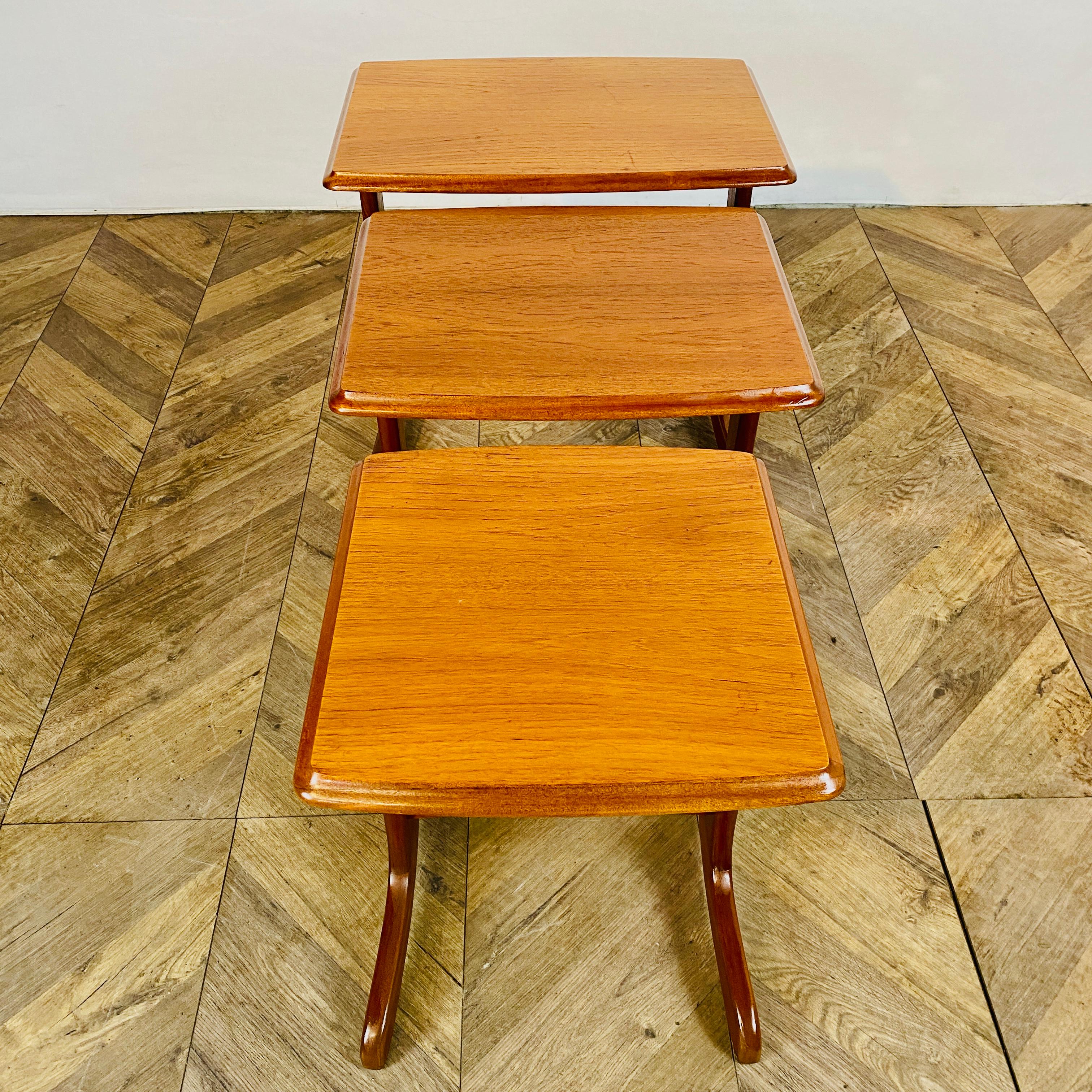 Vintage Teak Nest of Tables, Set of 3, 1970s For Sale 3