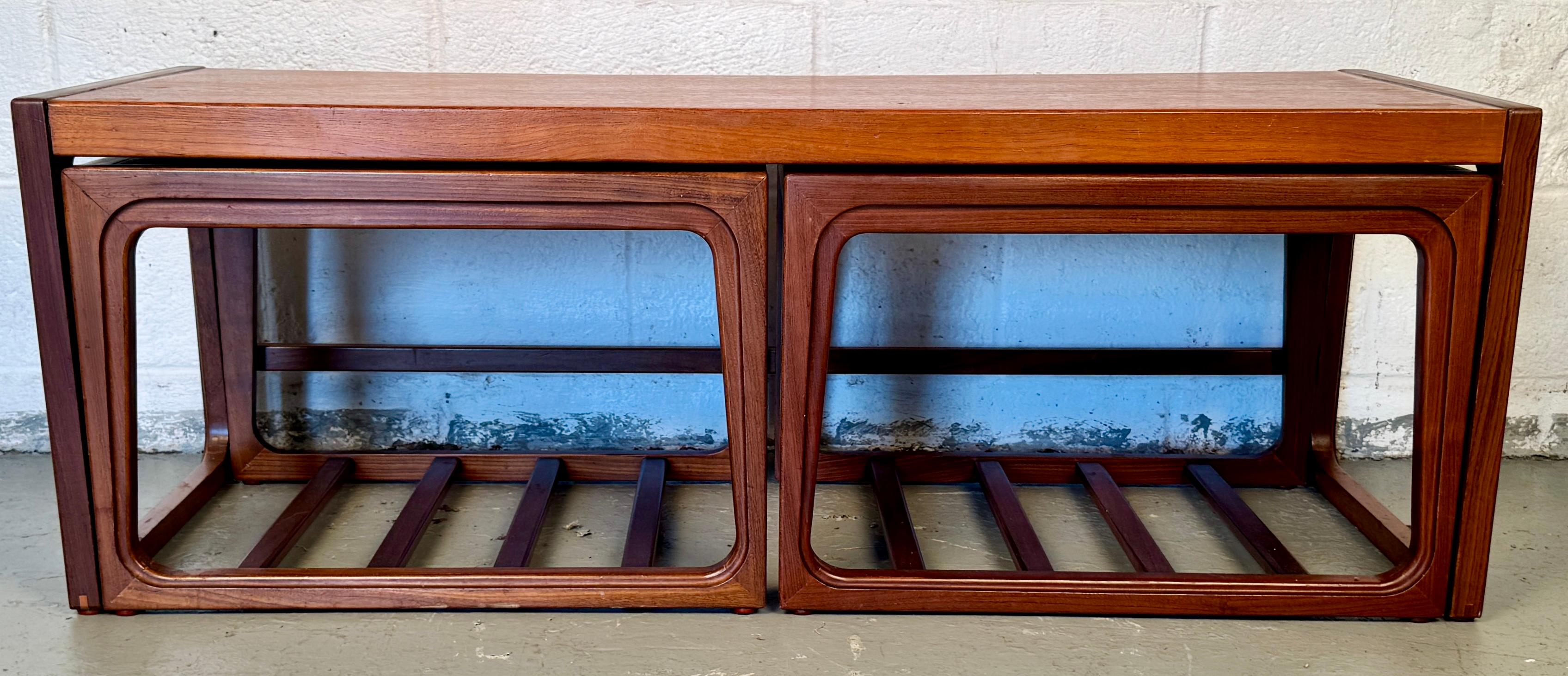 Vintage Teak Nesting Coffee Table For Sale 2