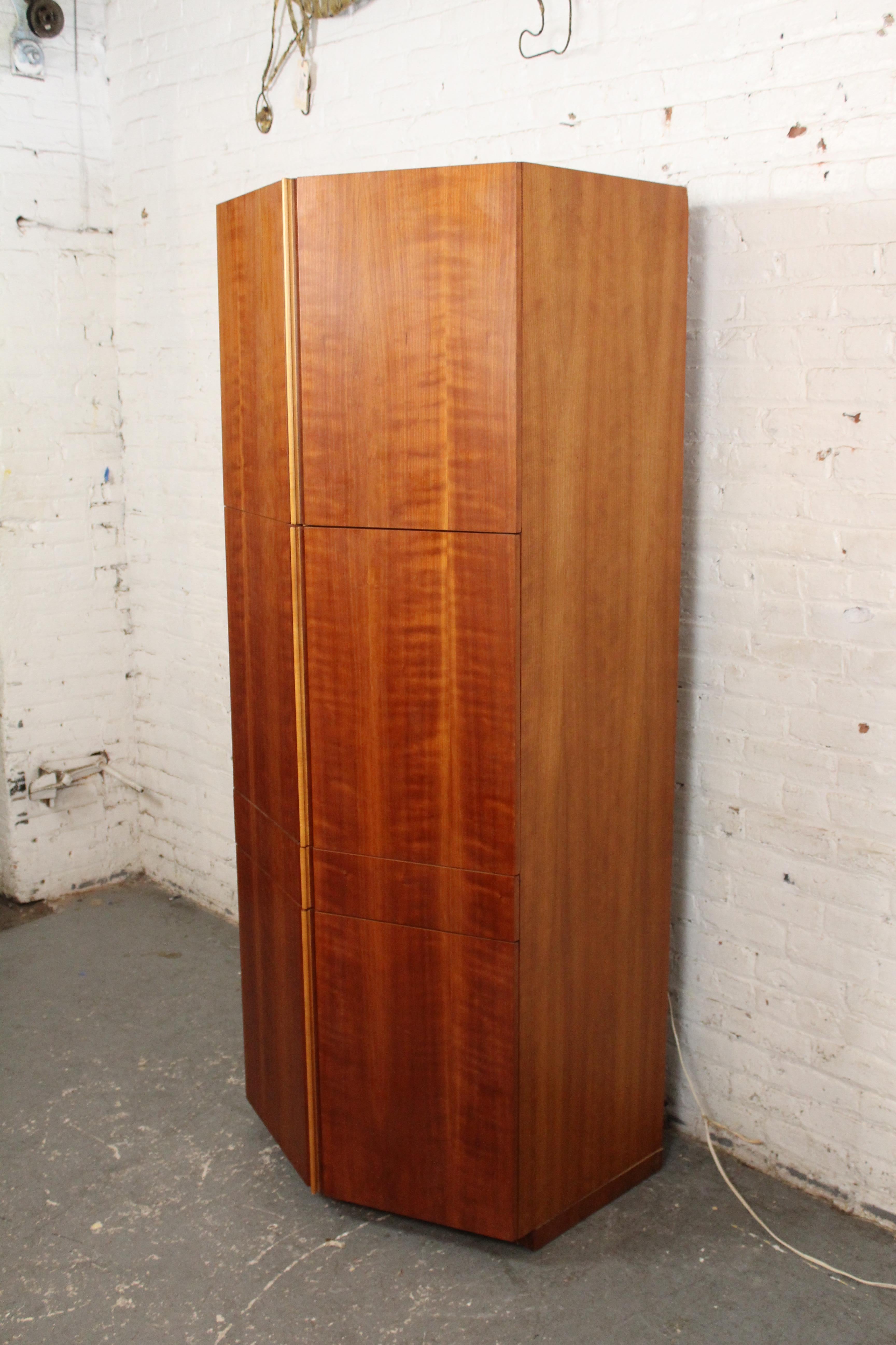 Mid-Century Modern Vintage Teak Pentagonal Wine Cabinet by Dillingham For Sale