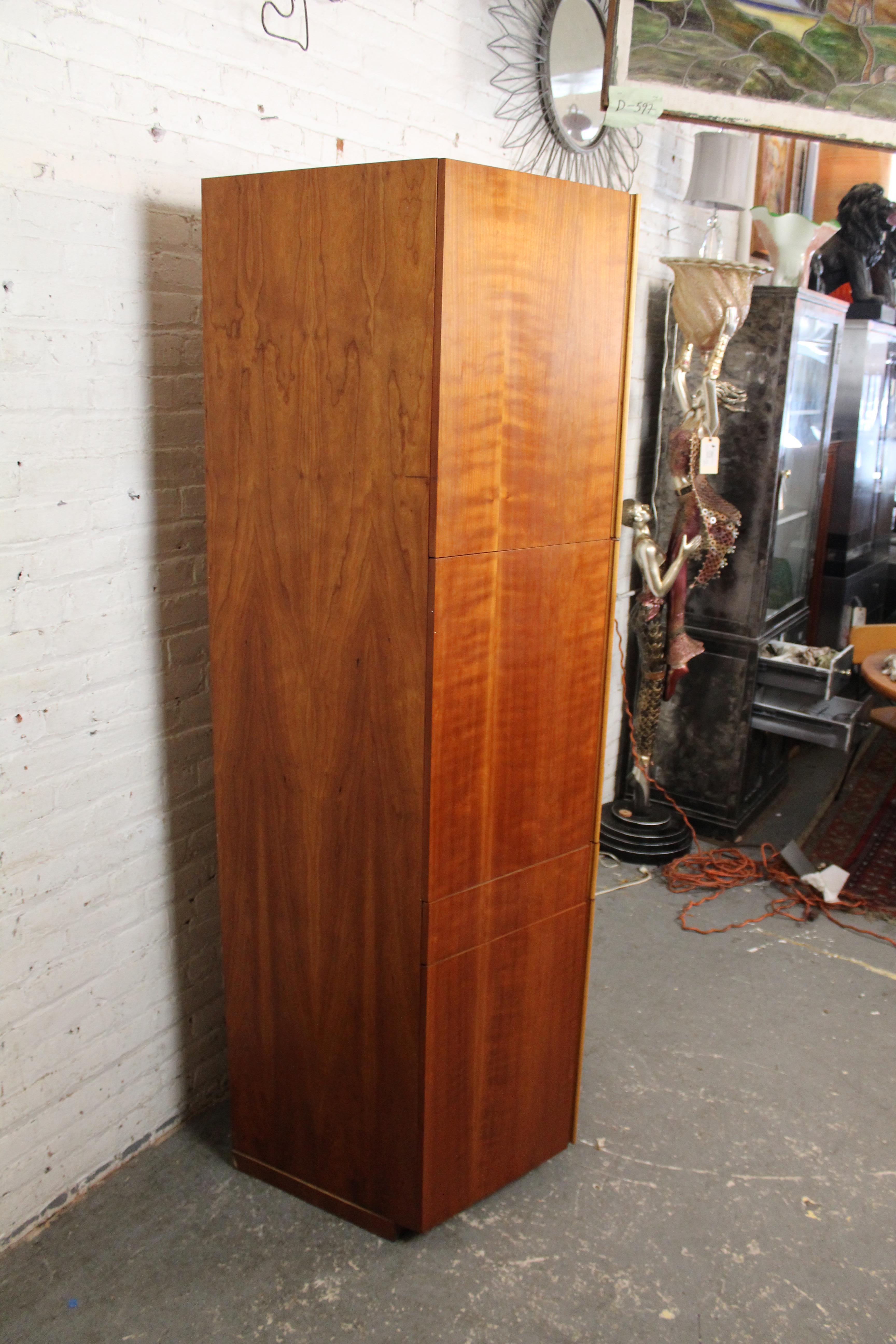 American Vintage Teak Pentagonal Wine Cabinet by Dillingham For Sale
