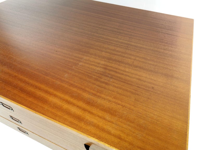 Vintage Teak Plan Chest of Drawers Artists Map Table 