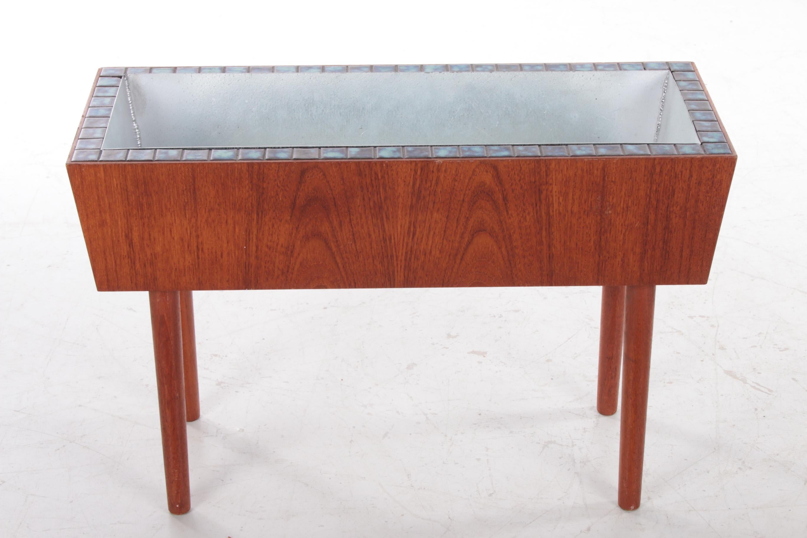 Mid-Century Modern Vintage Teak Planter with Mosaic Tiles, 1960