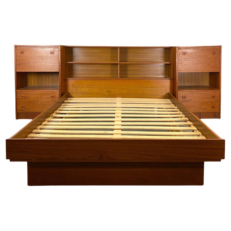 Vintage Teak Queen Bed Frame with Storage For Sale at 1stDibs